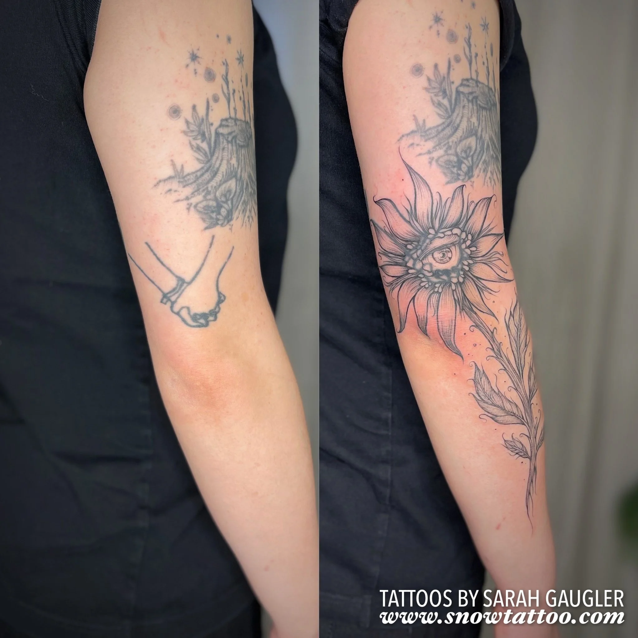Scar/ Tattoo Cover Up Tattoo by Sarah Gaugler at Snow Tattoo New York