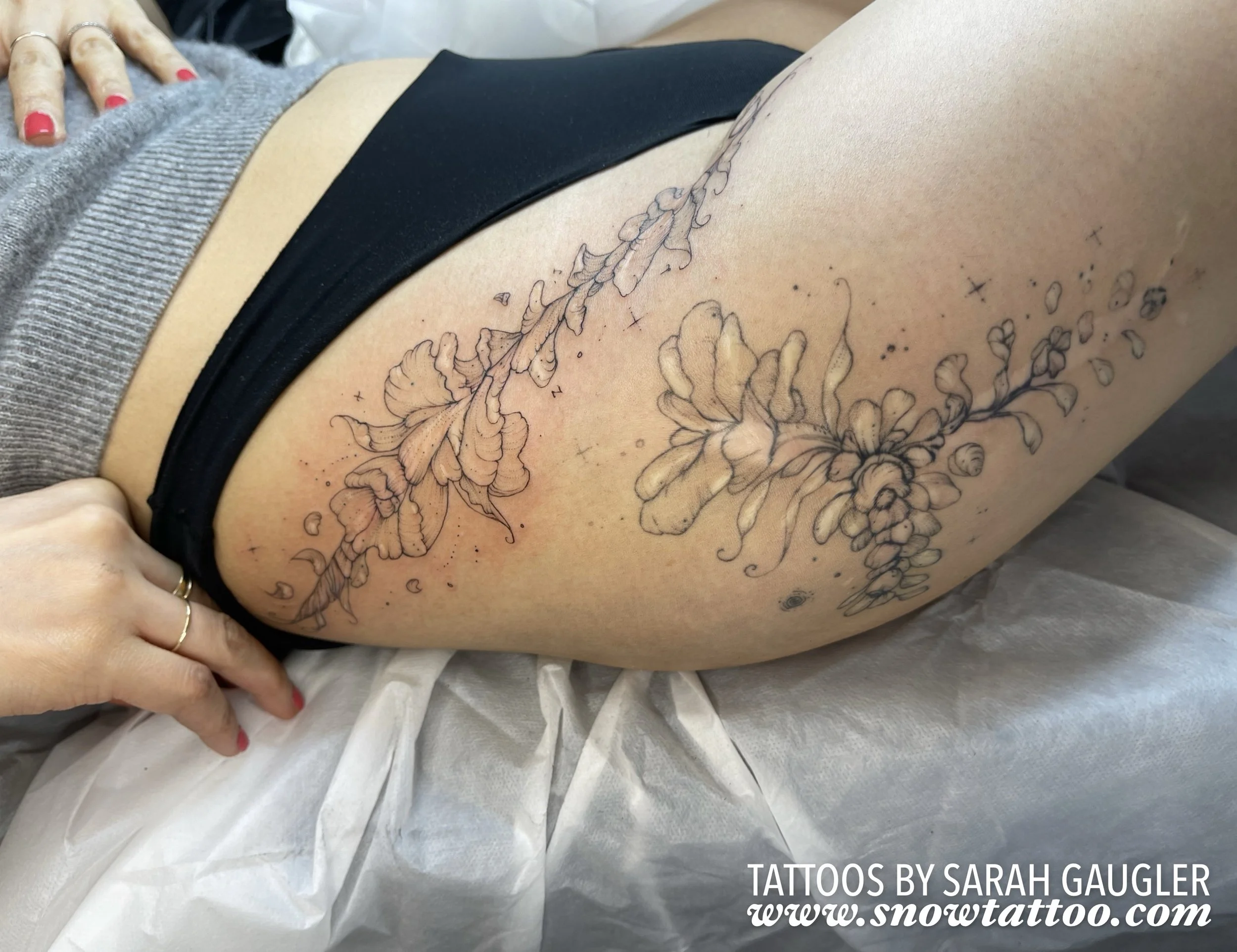 Scar/ Tattoo Cover Up Tattoo by Sarah Gaugler at Snow Tattoo New York