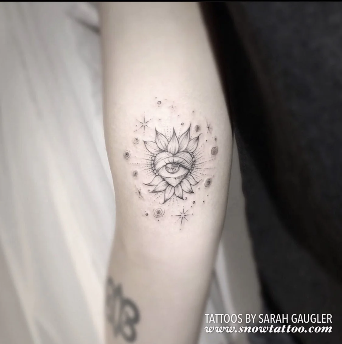 Signature Custom Designed Fine Line Delicate Dainty Intricate Tattoo by Sarah Gaugler Snow Tattoo New York Best Tattoos Best Tattoo Artist NYC Tribeca