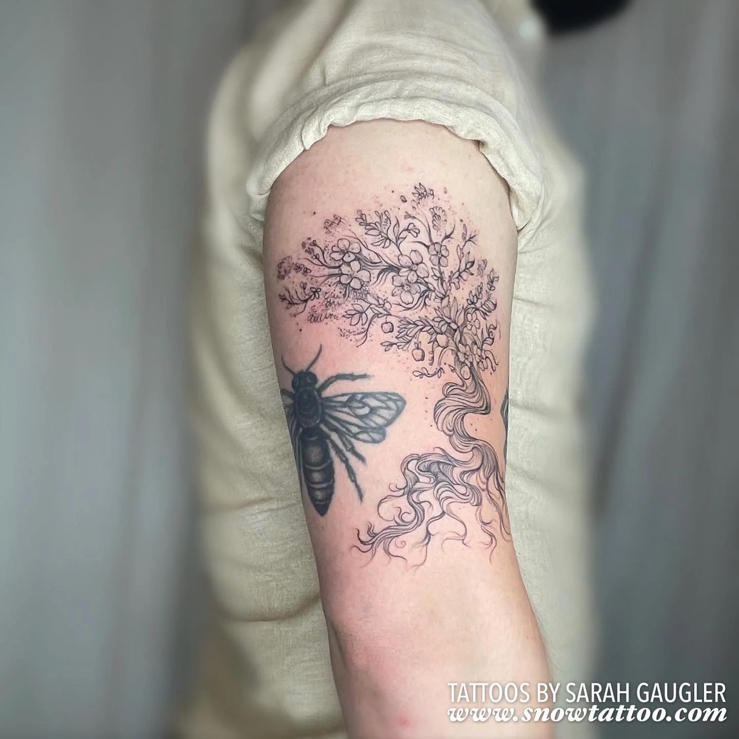 Signature Custom Designed Fine Line Delicate Dainty Intricate Tattoo by Sarah Gaugler Snow Tattoo New York Best Tattoos Best Tattoo Artist NYC Tribeca