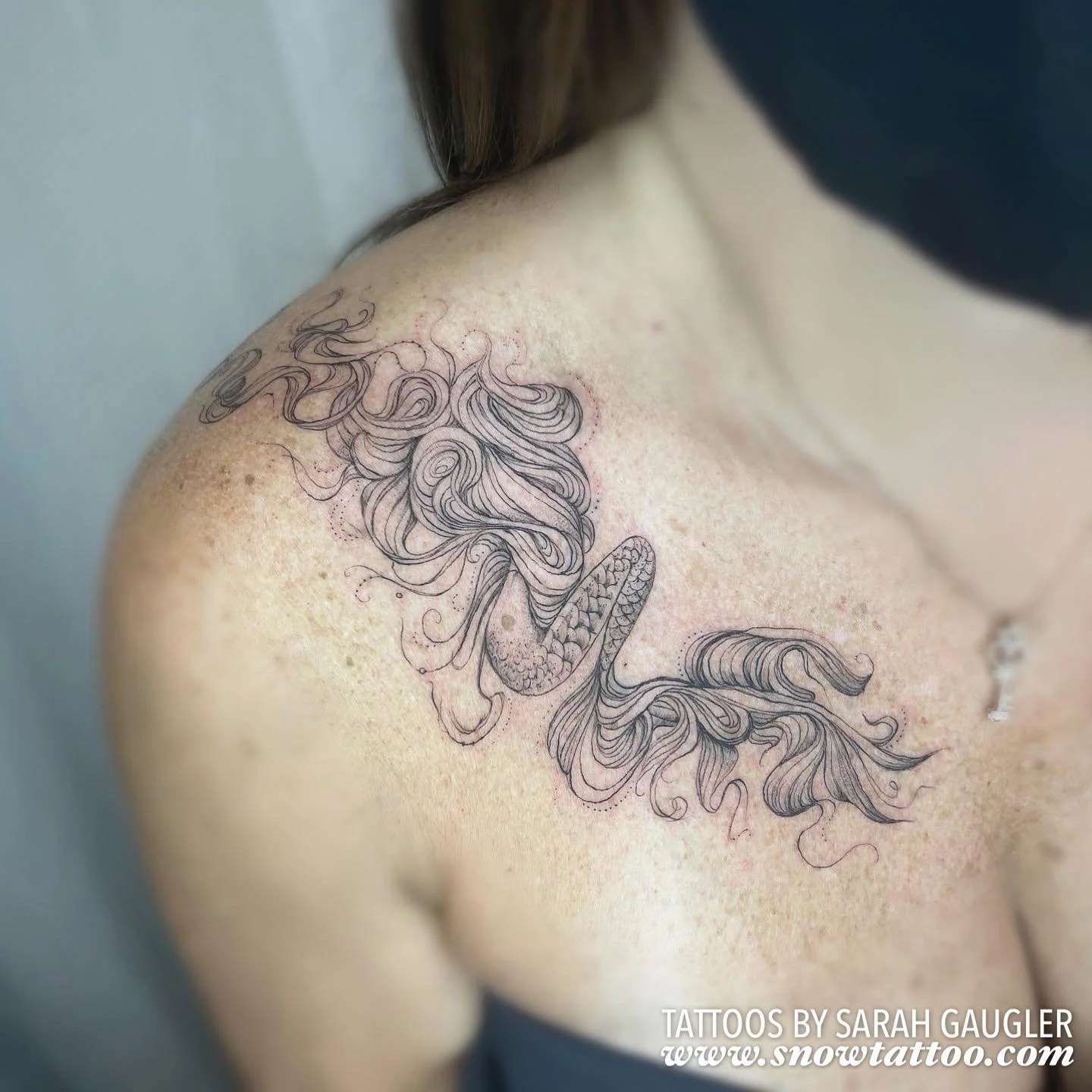 Signature Custom Designed Fine Line Delicate Dainty Intricate Tattoo by Sarah Gaugler Snow Tattoo New York Best Tattoos Best Tattoo Artist NYC Tribeca