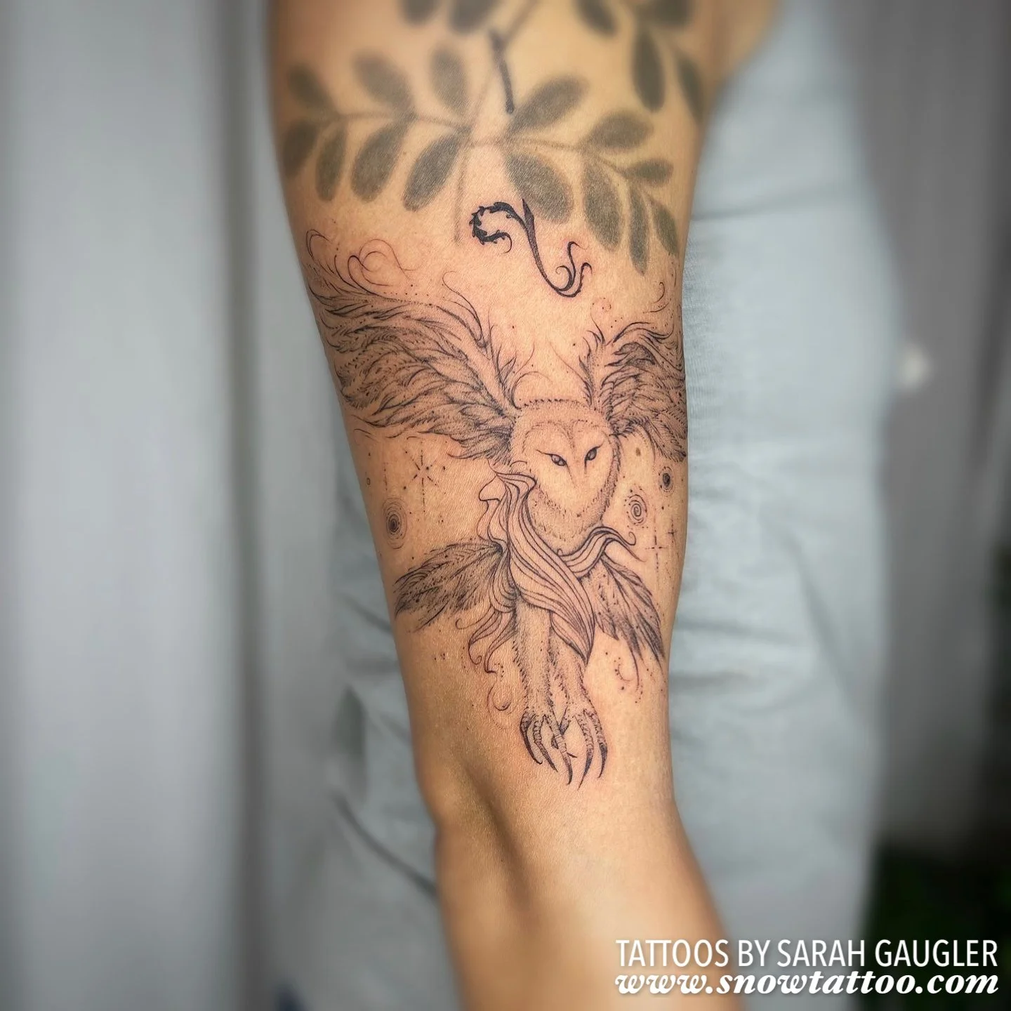 Signature Custom Designed Fine Line Delicate Dainty Intricate Tattoo by Sarah Gaugler Snow Tattoo New York Best Tattoos Best Tattoo Artist NYC Tribeca