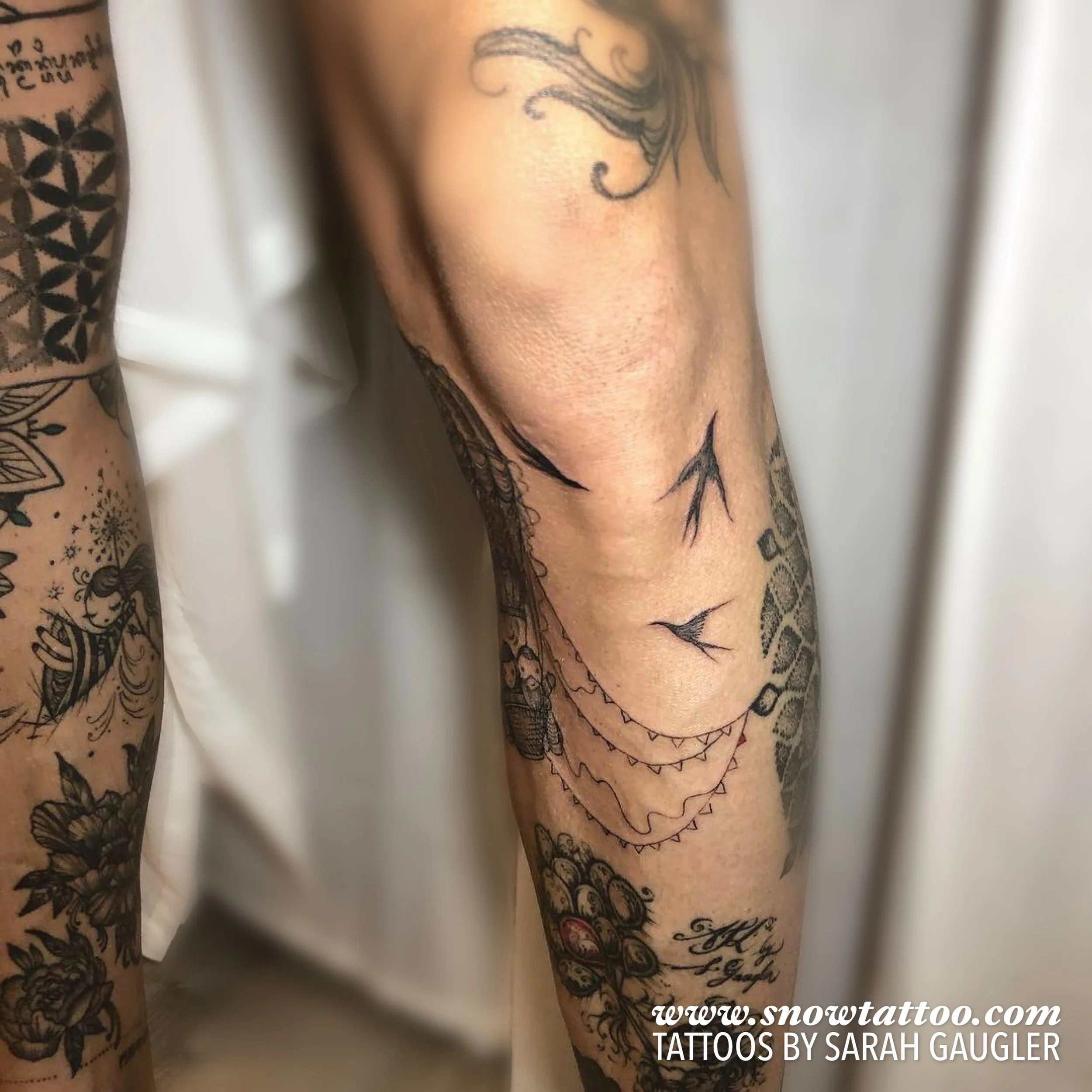 Signature Custom Designed Fine Line Delicate Dainty Intricate Tattoo by Sarah Gaugler Snow Tattoo New York Best Tattoos Best Tattoo Artist NYC Tribeca