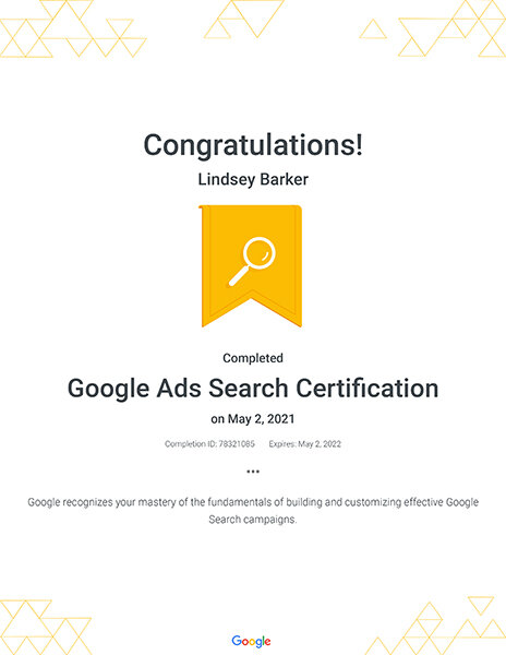 Lindsey Barker-Google Ads Search Certification _ Googlex.jpg
