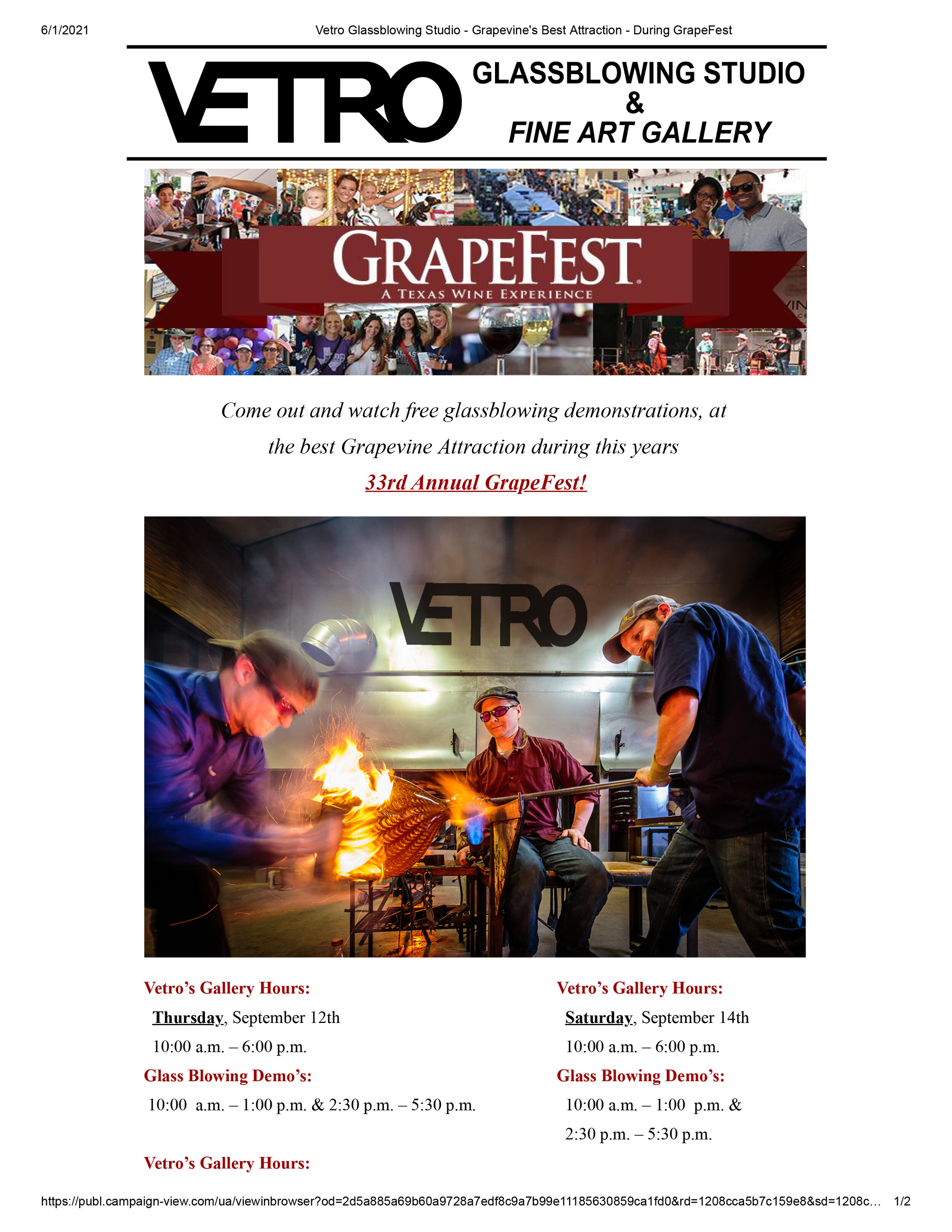 Vetro Glassblowing Studio - Grapevine's Best Attraction - During GrapeFest-1.jpg