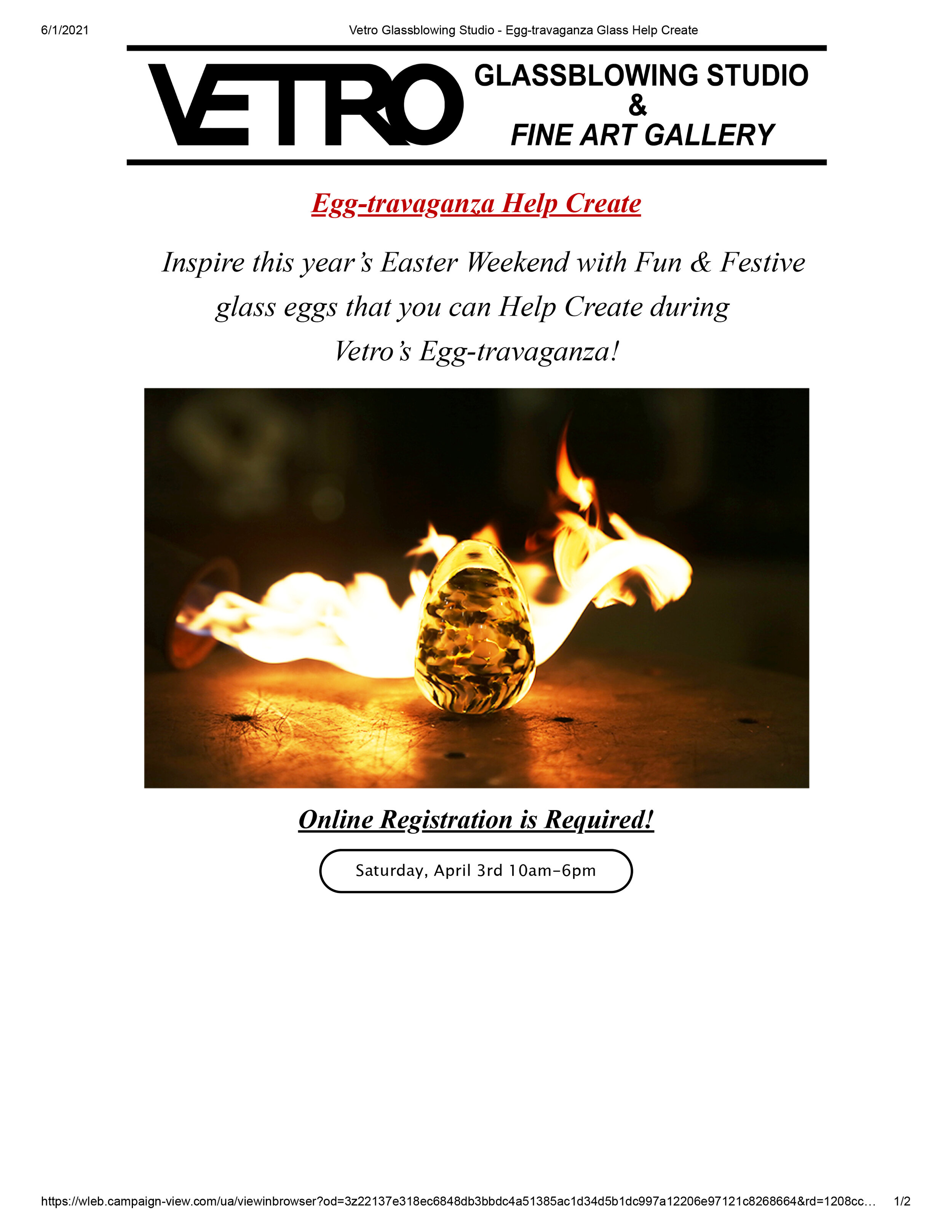 Email Campaigns -Vetro Glassblowing Studio -  Inspire this years Easter Weekend-1.jpg