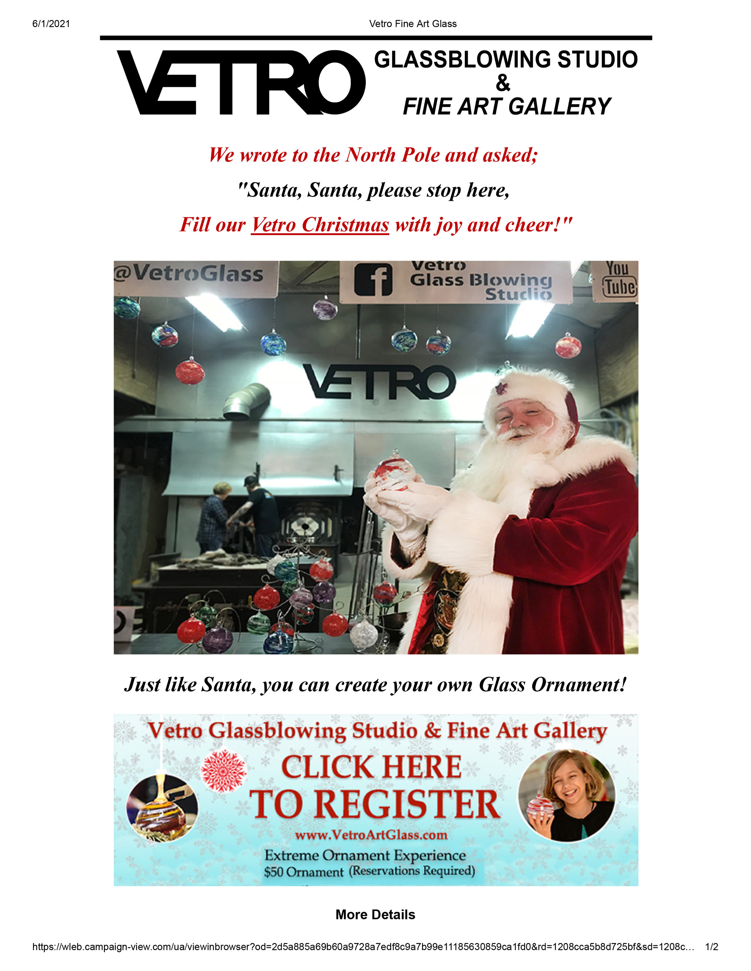 Email Campaigns -Vetro Glassblowing Studio - We wrote to the North Pole -1.jpg