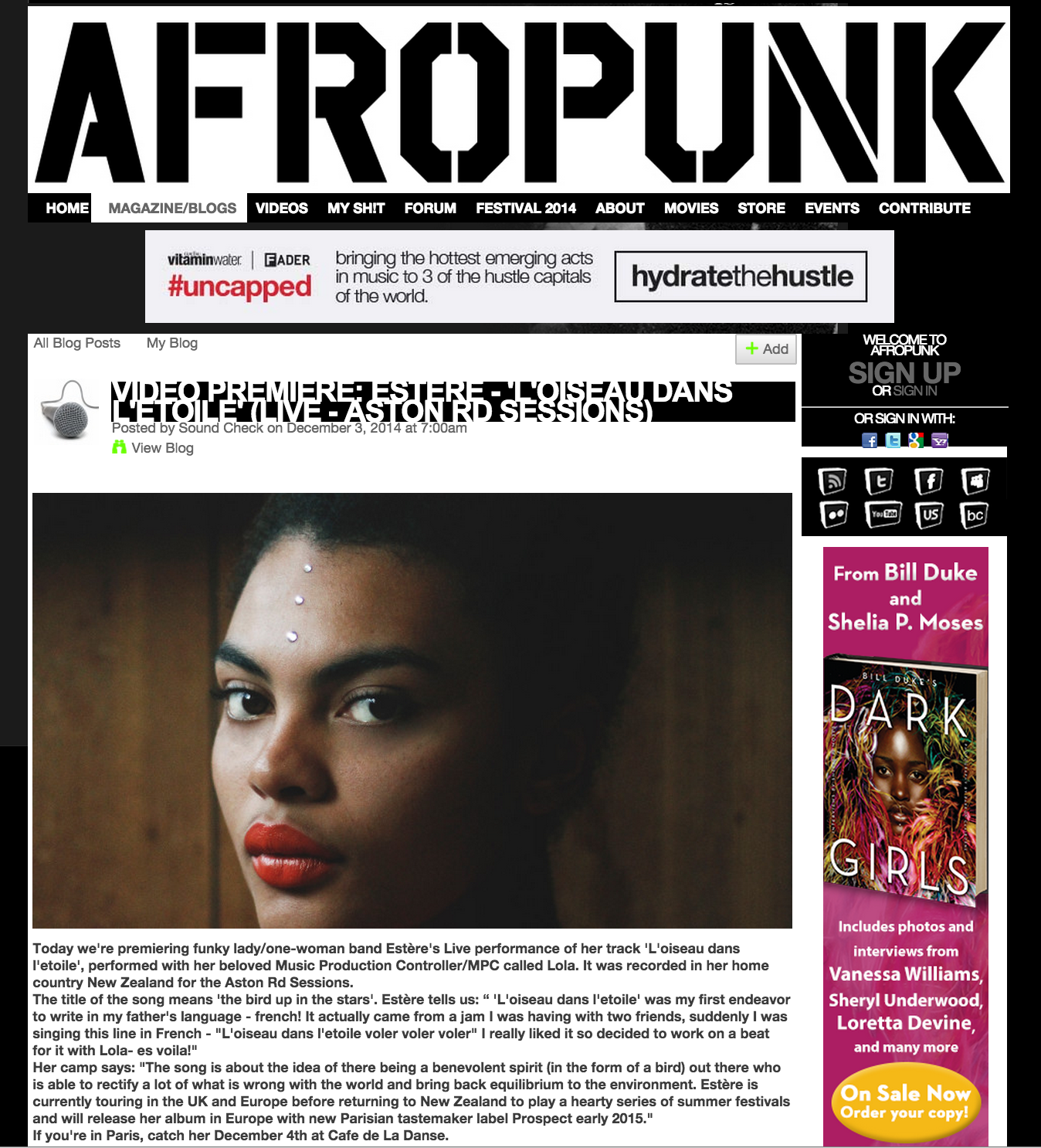 AFROPUNK premiered our video of Estère 's final Aston Road Sessions (live) performance of "L'oiseau dans l'etoile"