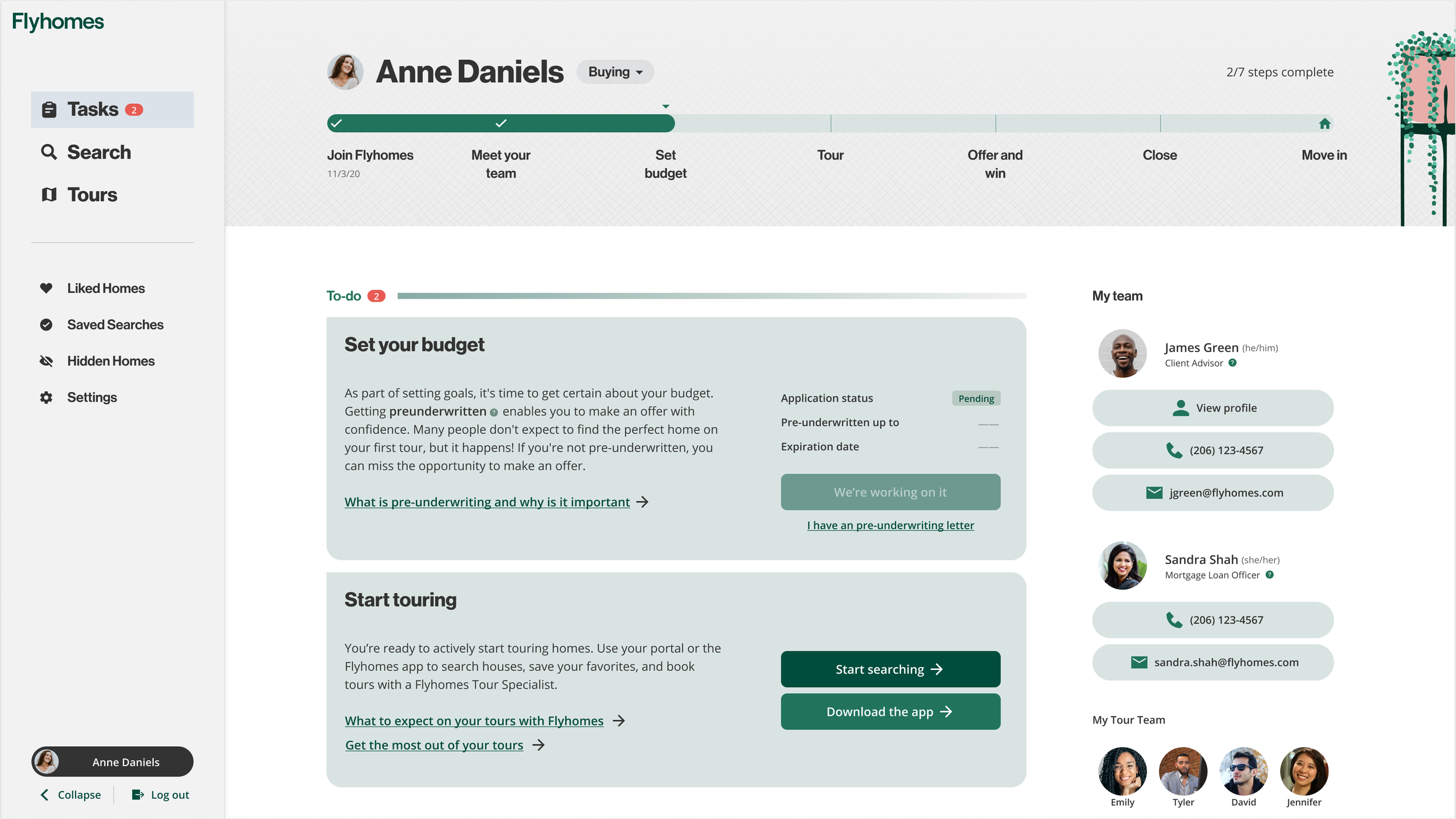 Tasks dynamically update as clients go through the different phases of their homebuying or selling process