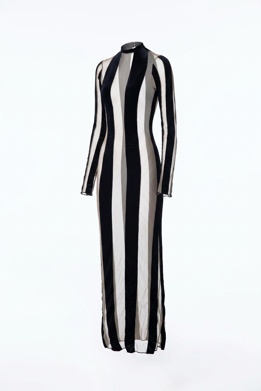 STRIPE SHEER MAXI DRESS