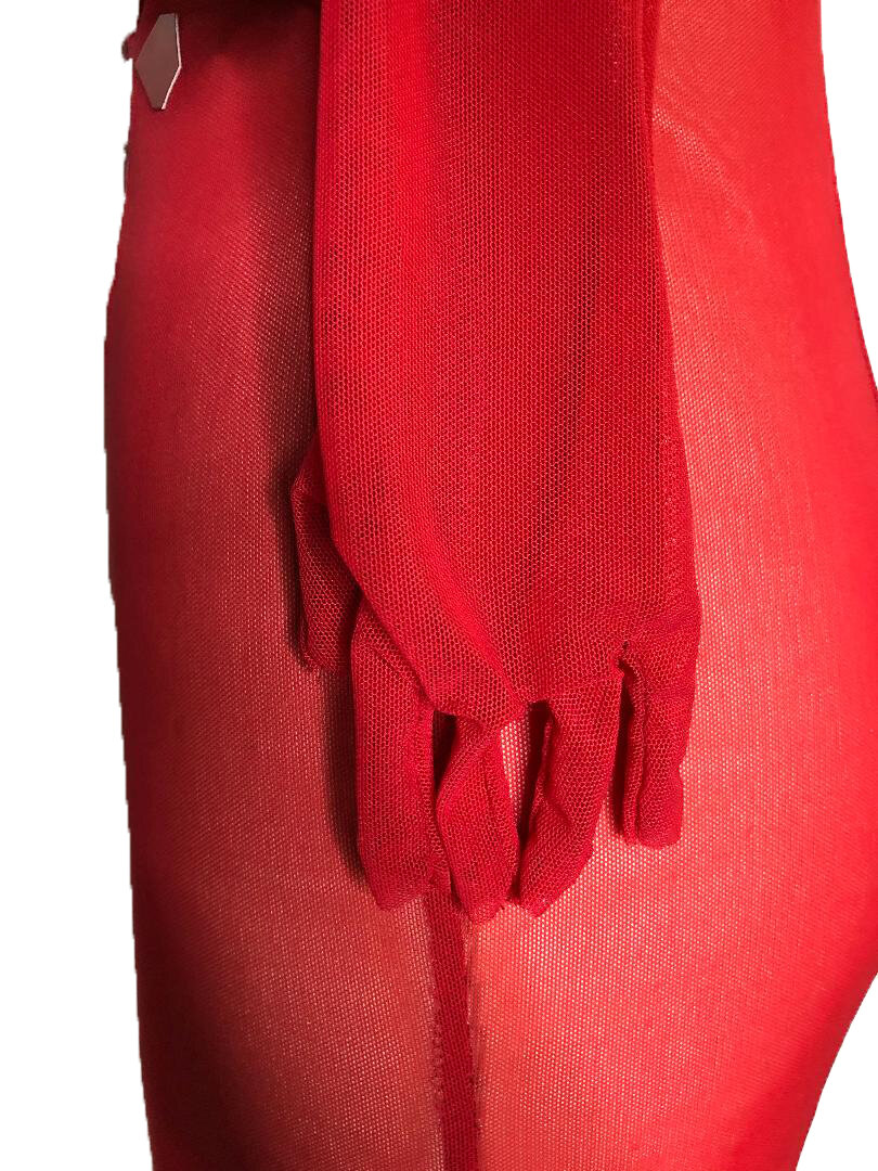 HIGH-LOW RED PYTHON GOWN