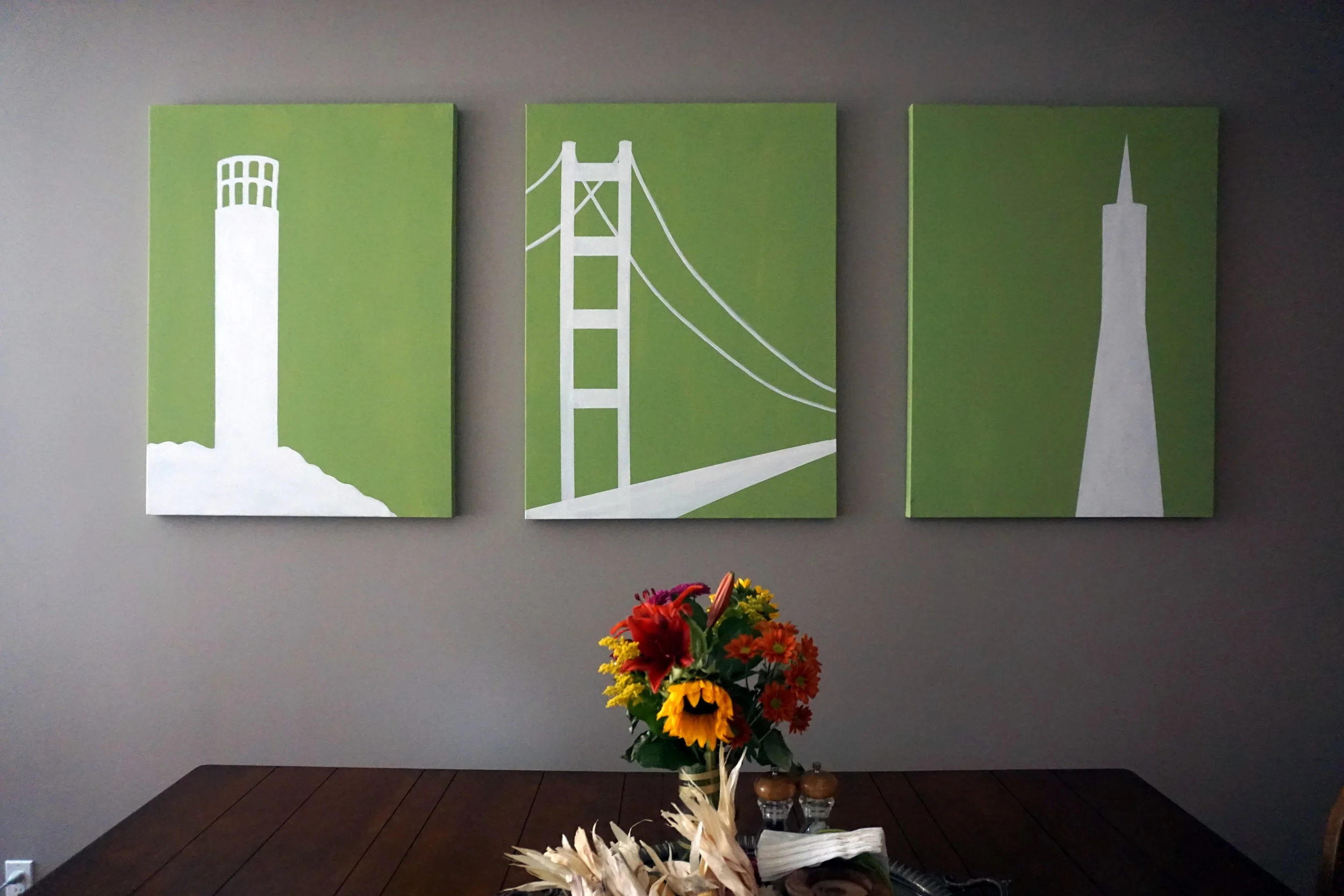 SF Triptych: Acrylic on Canvas