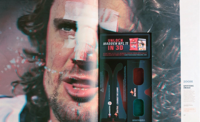 First ever 3D photo spread in ESPN magazine, with Doritos' 3D glasses inserted within.