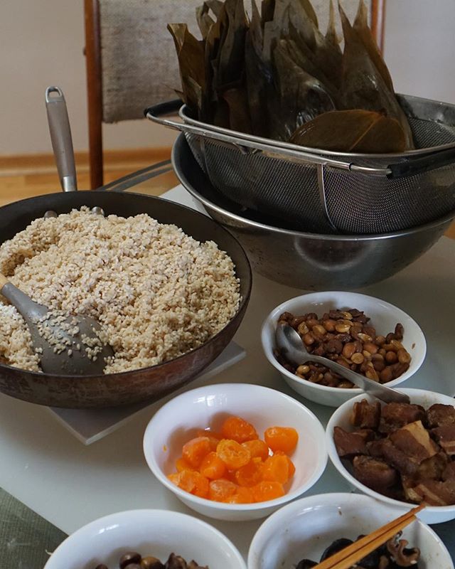 #zongzi assembly station this past weekend at mom’s house.