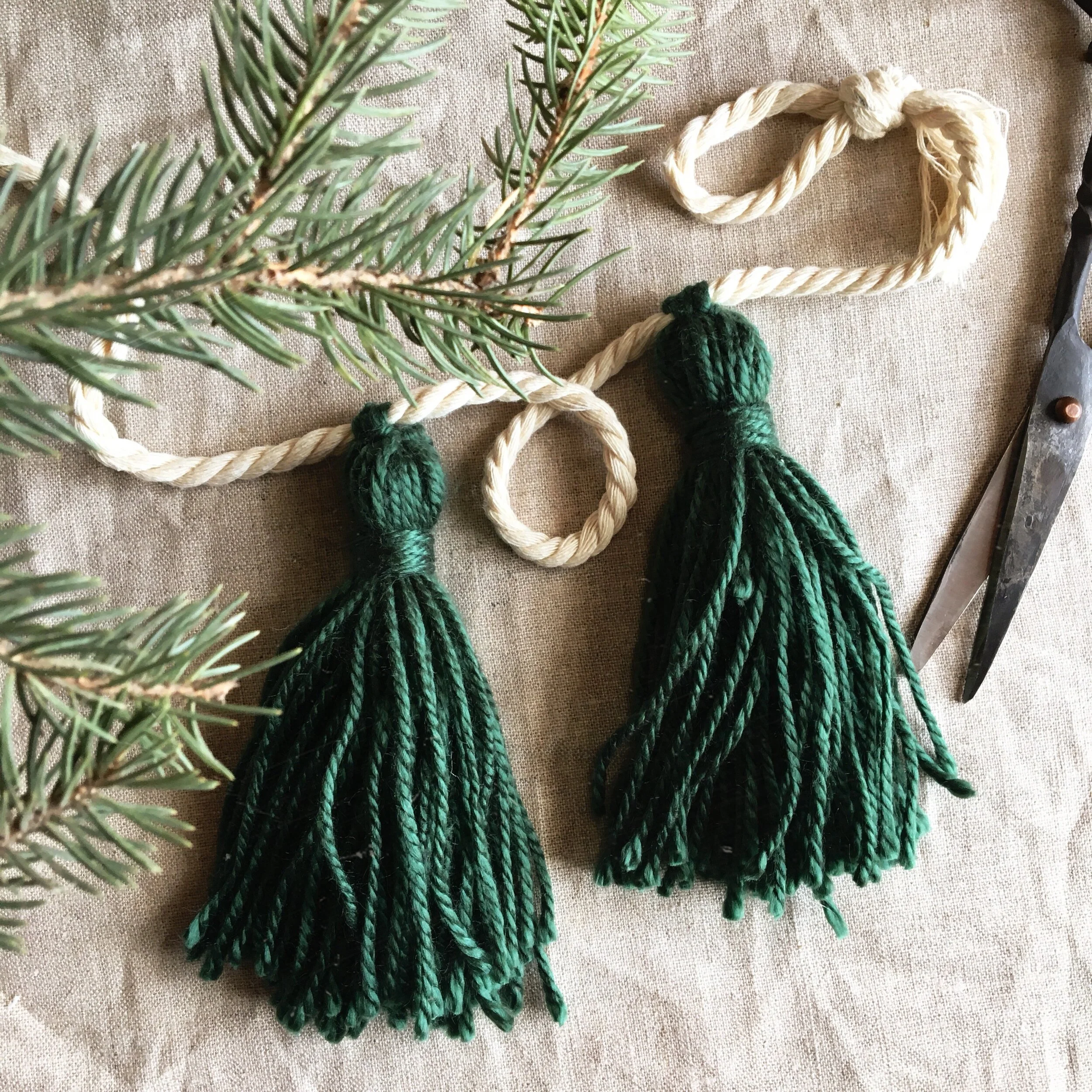 Forest Green Holiday Tassel Garland