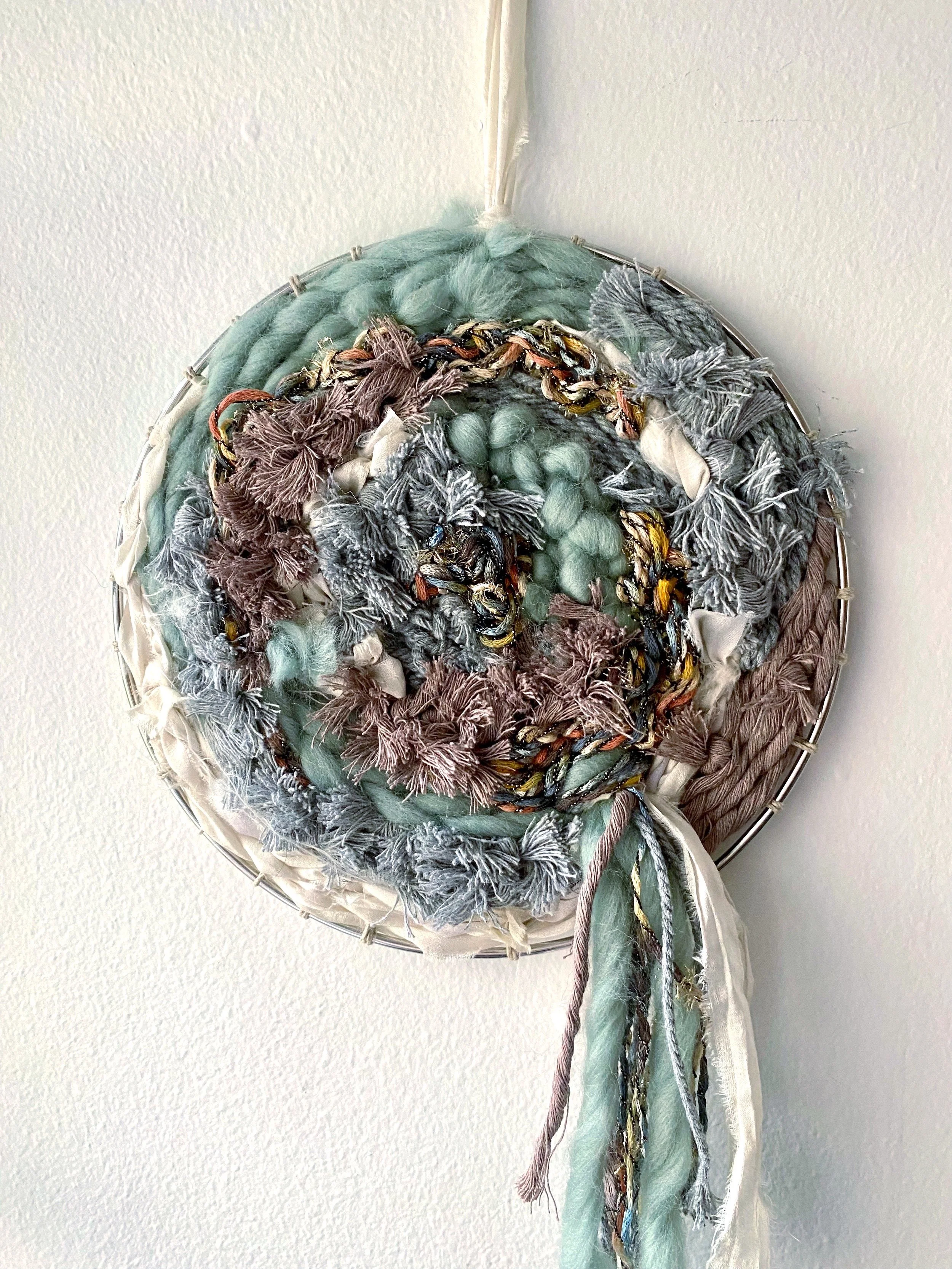 Pastel Spring Round Weaving, Handwoven by Kate Laing of Lionheart Canyon Studio