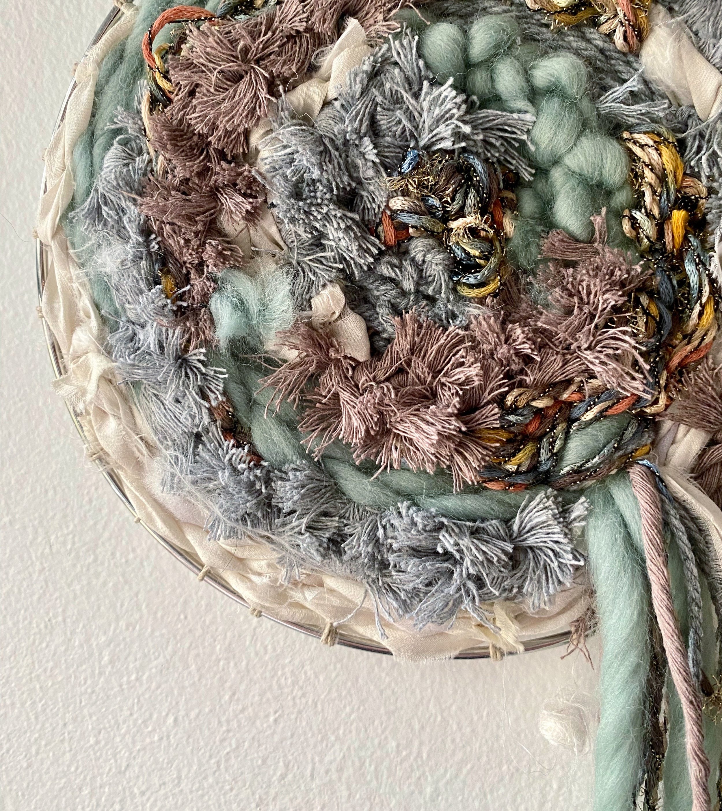 Pastel Spring Round Weaving, Handwoven by Kate Laing of Lionheart Canyon Studio