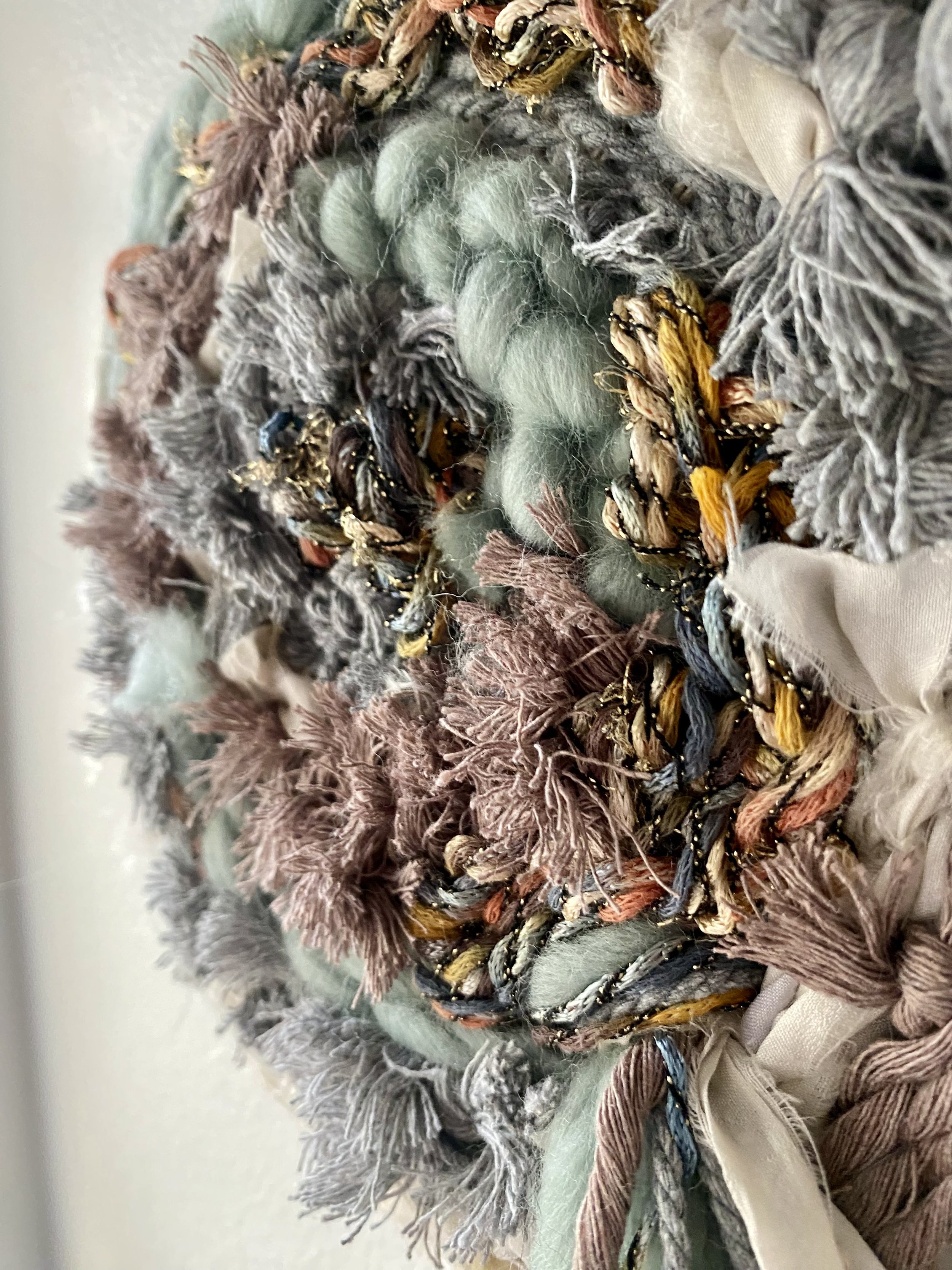 Pastel Spring Round Weaving, Handwoven by Kate Laing of Lionheart Canyon Studio