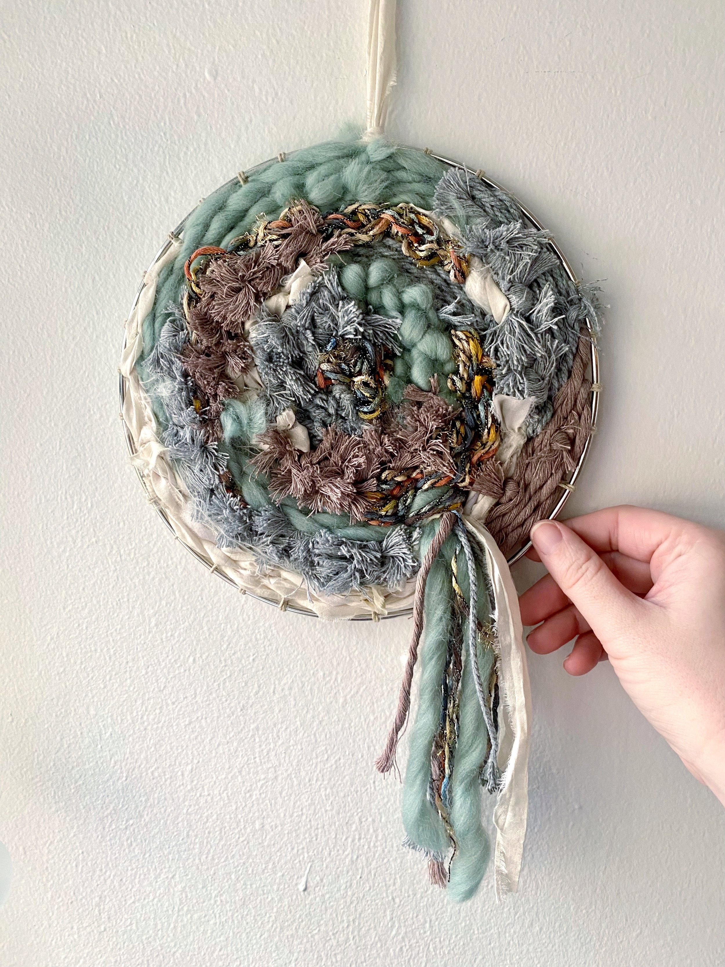 Pastel Spring Round Weaving, Handwoven by Kate Laing of Lionheart Canyon Studio