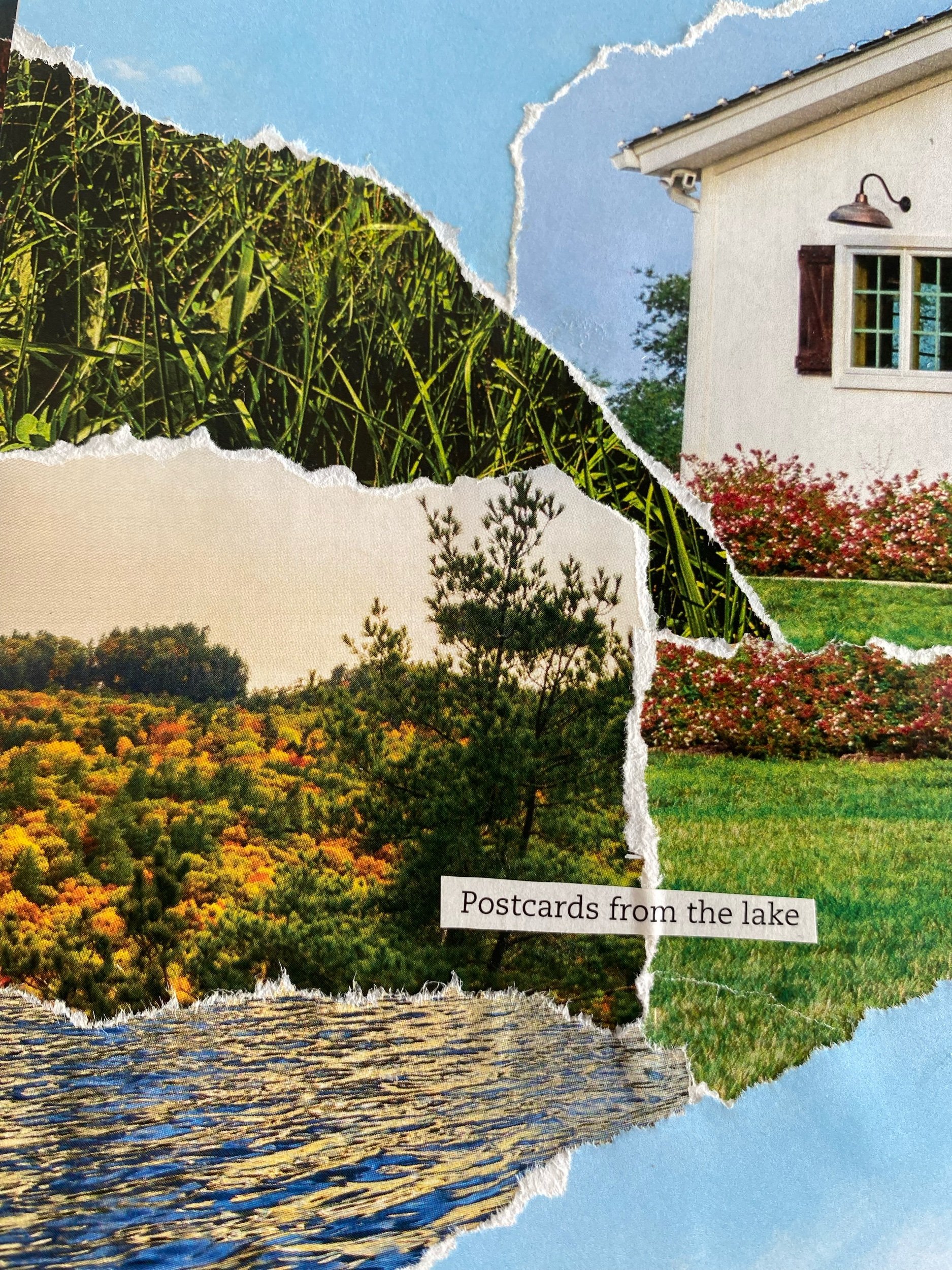038/100: "Postcards from the Lake" Original Collage World by Kate Laing, Lionheart Canyon Studio