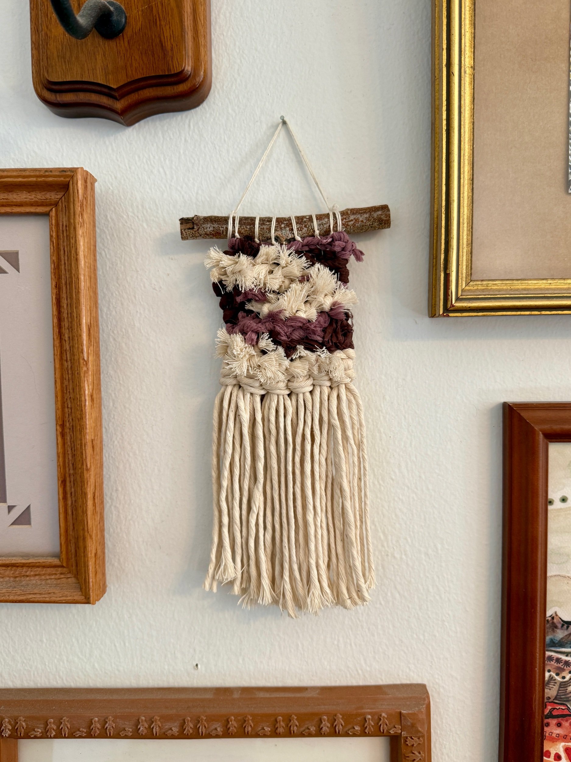 Purple + Cream Mini Weaving 019, part of the 100 Day Project by Kate Laing of Lionheart Canyon Studio