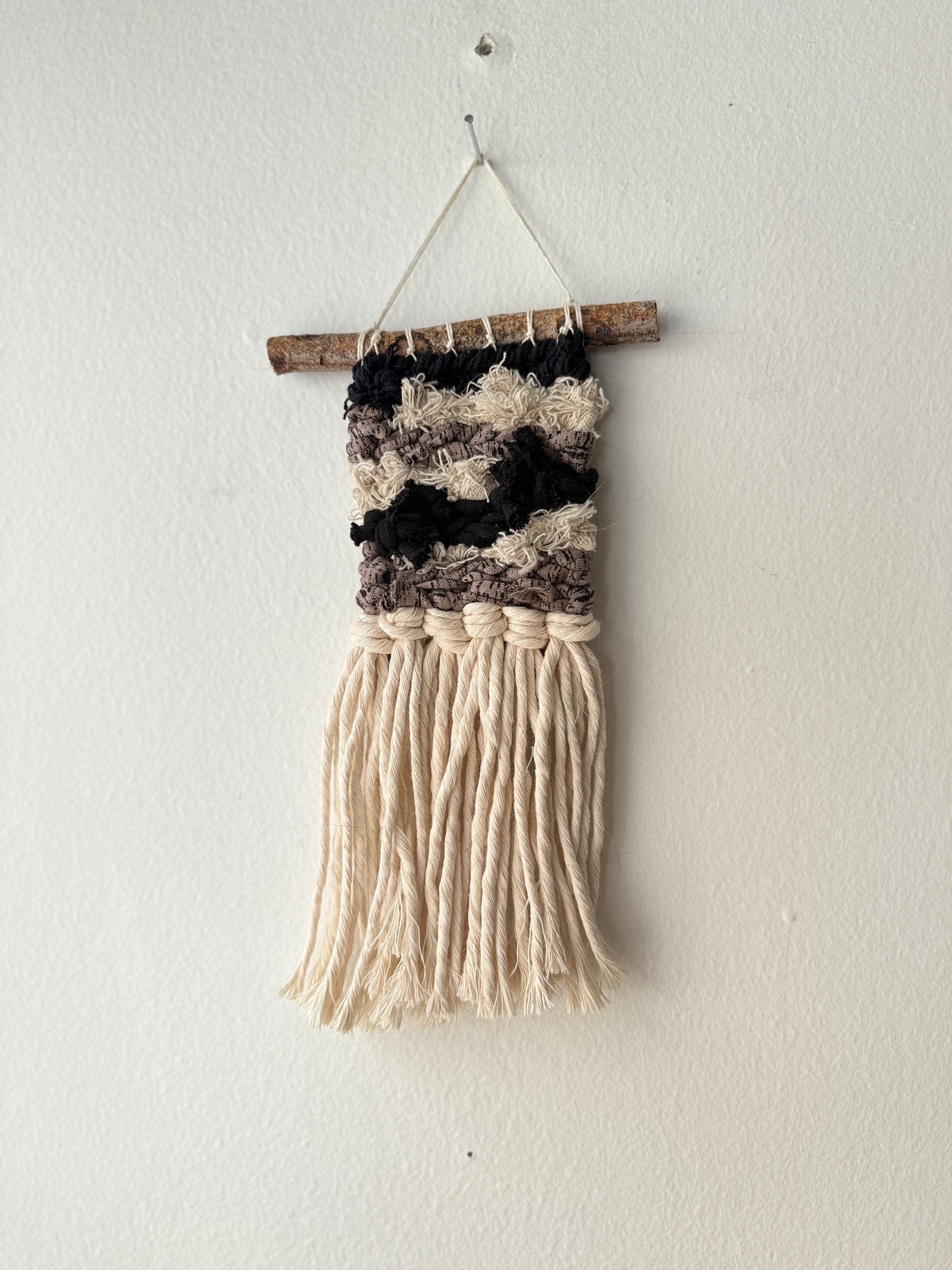 Black + Tan Mini Weaving 017, part of the 100 Day Project by Kate Laing of Lionheart Canyon Studio