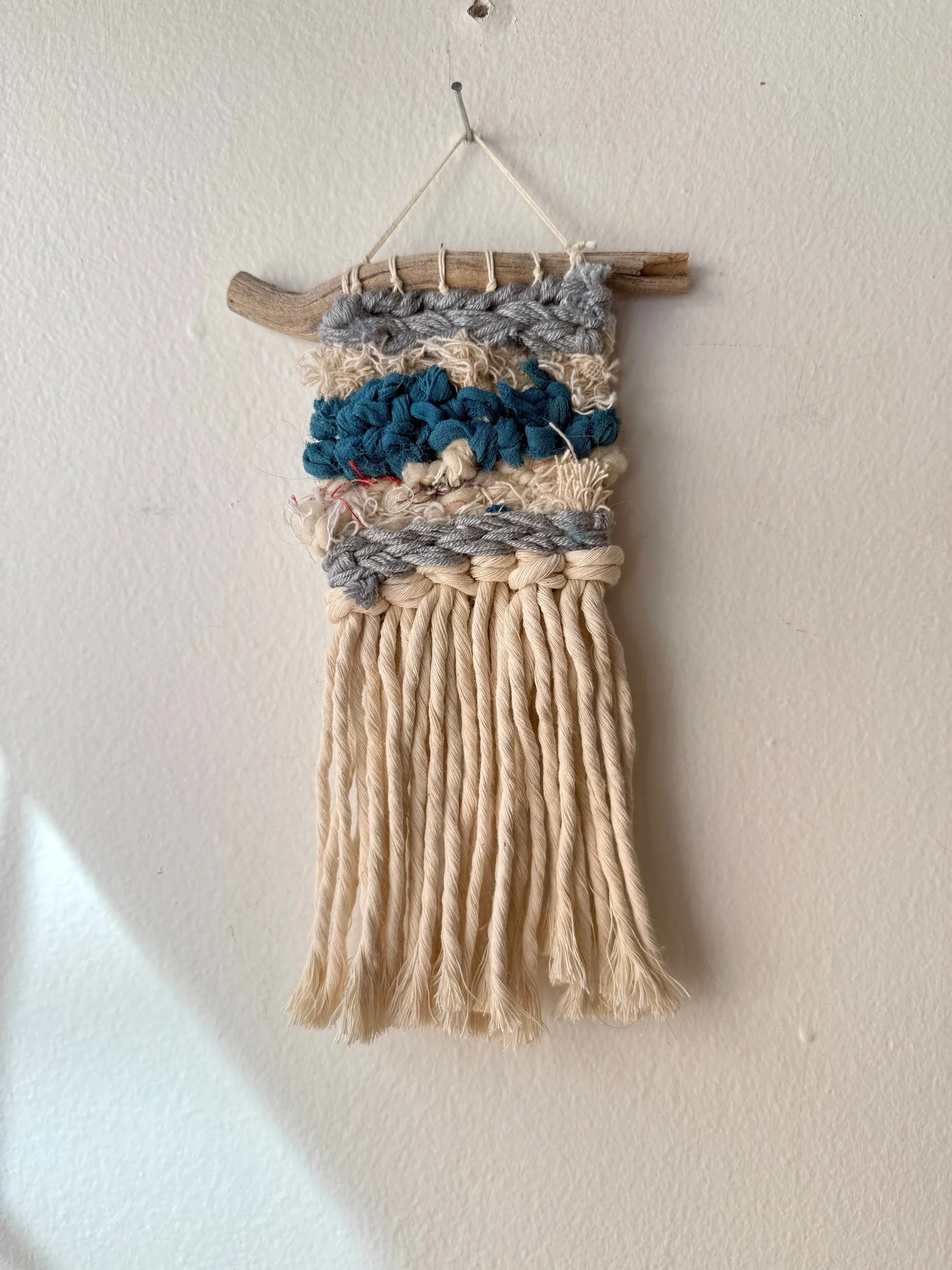 Teal + Blue Mini Weaving 016, part of the 100 Day Project by Kate Laing of Lionheart Canyon Studio