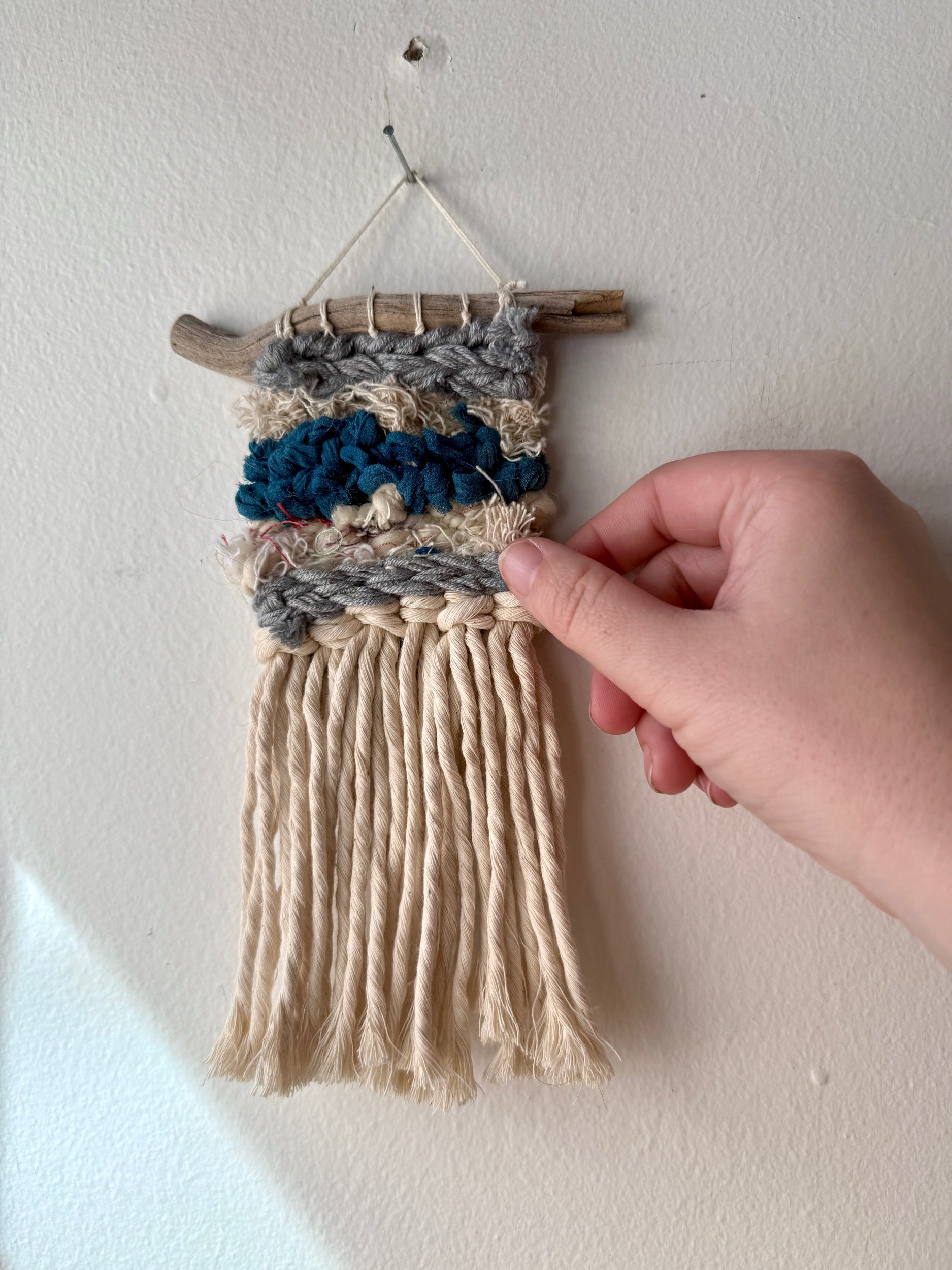 Teal + Blue Mini Weaving 016, part of the 100 Day Project by Kate Laing of Lionheart Canyon Studio