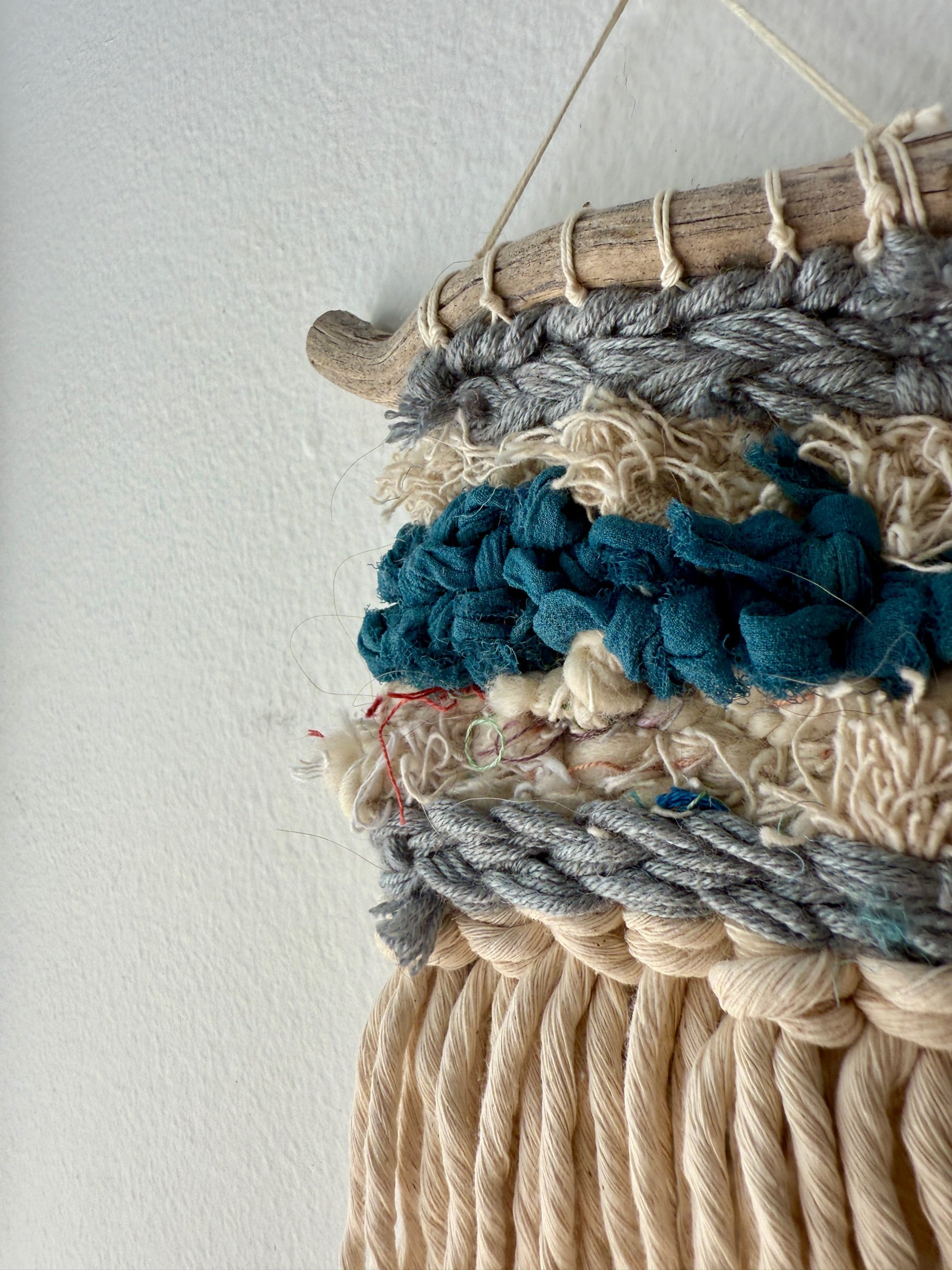 Teal + Blue Mini Weaving 016, part of the 100 Day Project by Kate Laing of Lionheart Canyon Studio