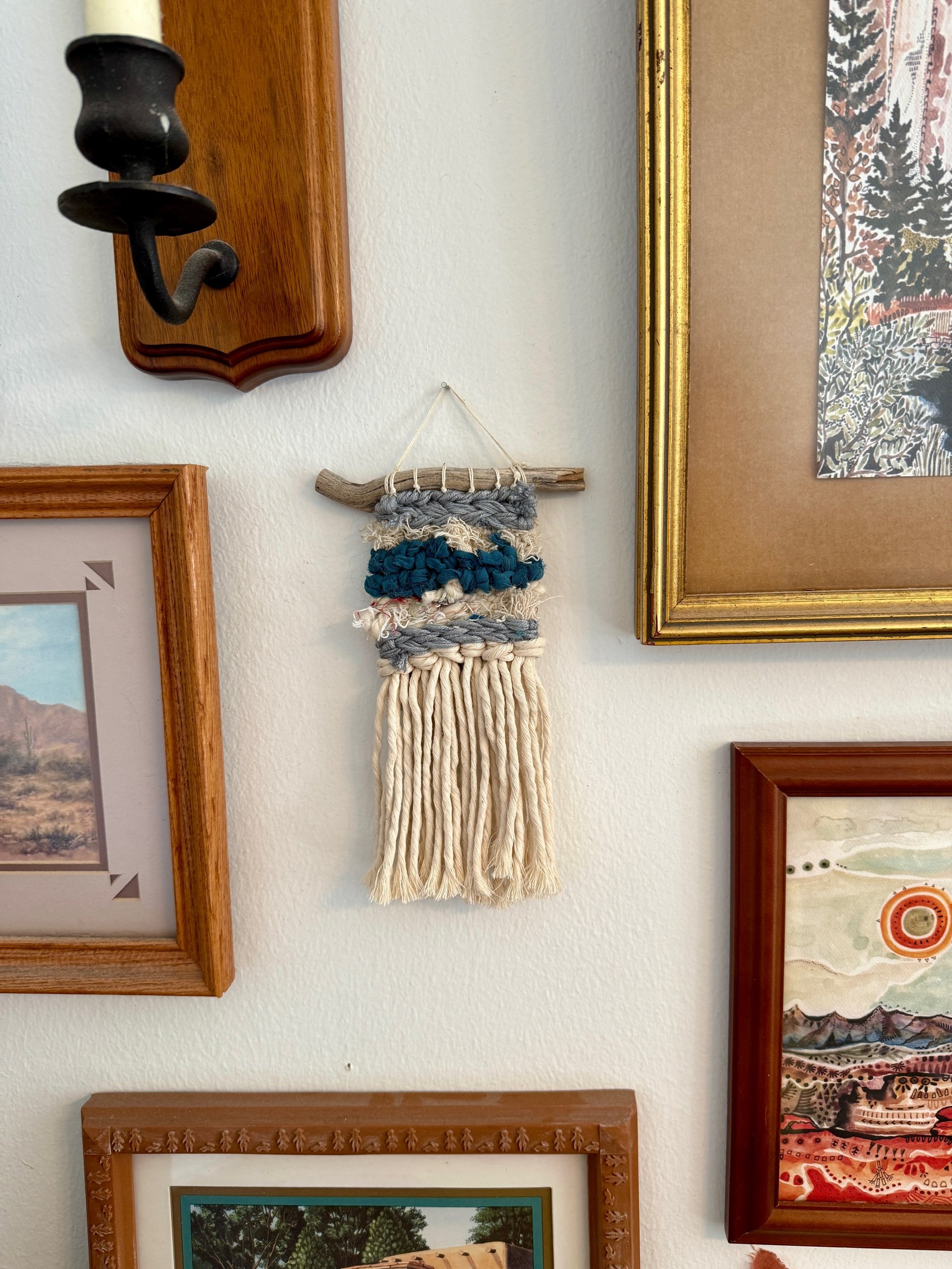 Teal + Blue Mini Weaving 016, part of the 100 Day Project by Kate Laing of Lionheart Canyon Studio