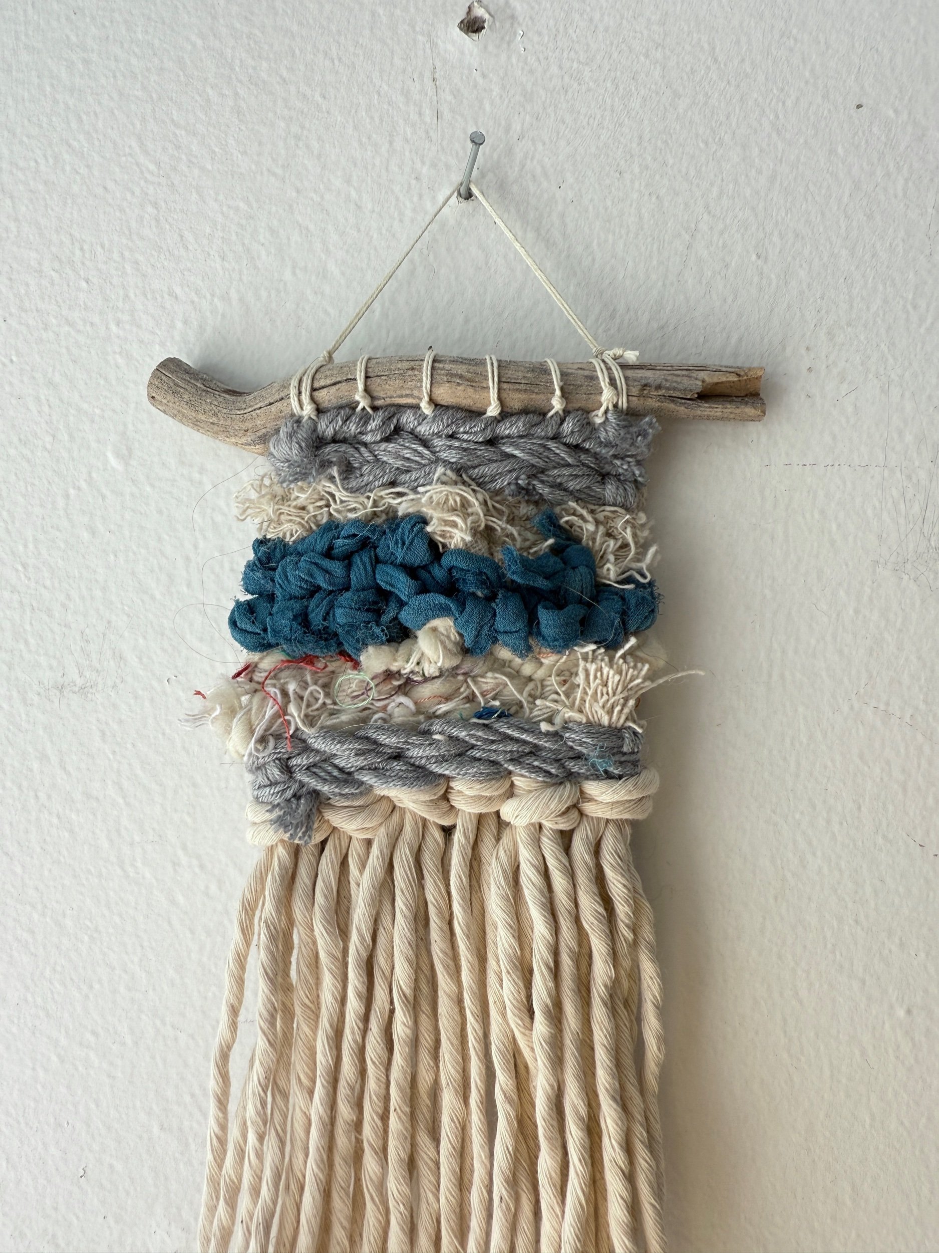 Teal + Blue Mini Weaving 016, part of the 100 Day Project by Kate Laing of Lionheart Canyon Studio