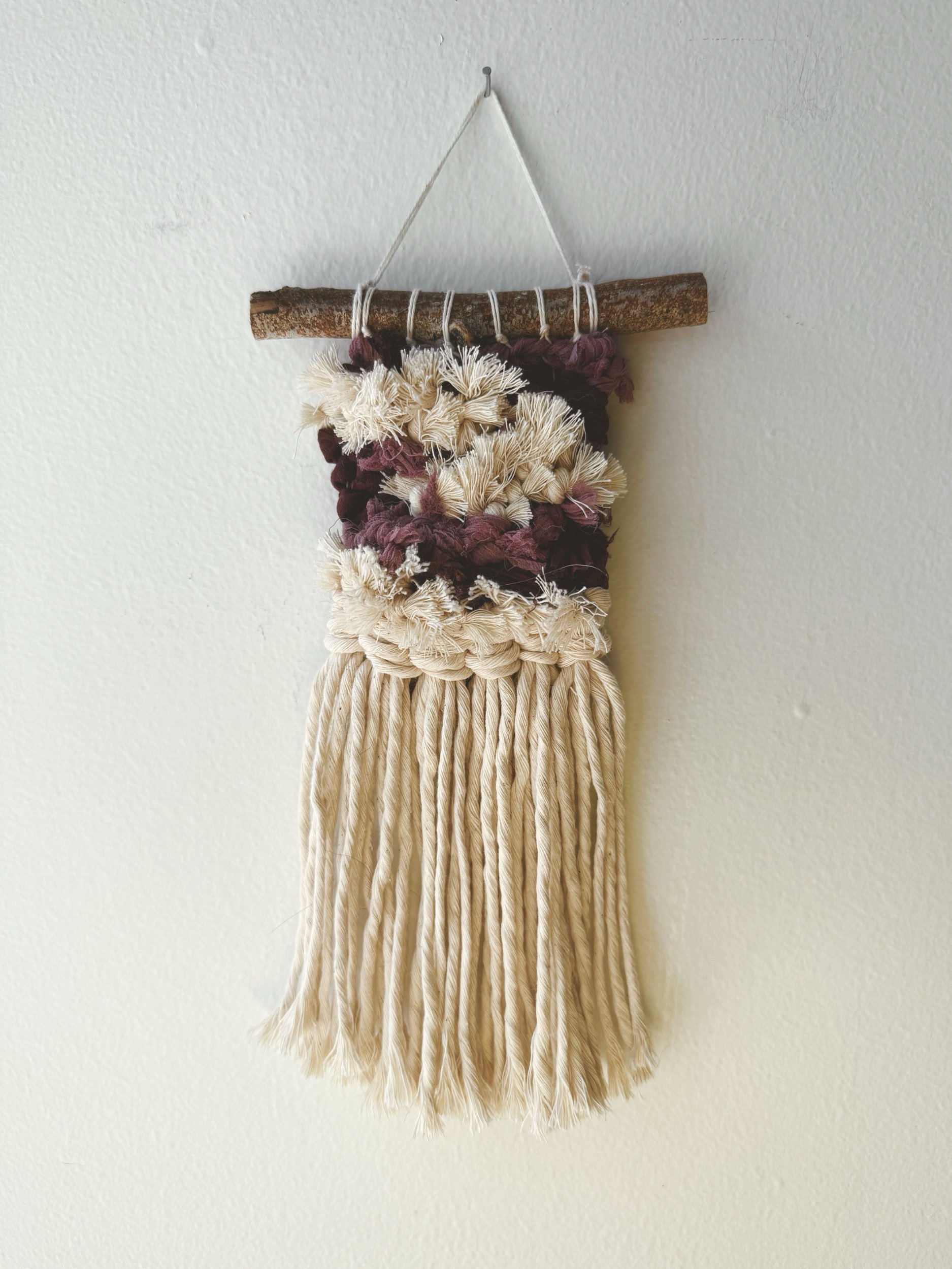 Purple + Cream Mini Weaving 019, part of the 100 Day Project by Kate Laing of Lionheart Canyon Studio