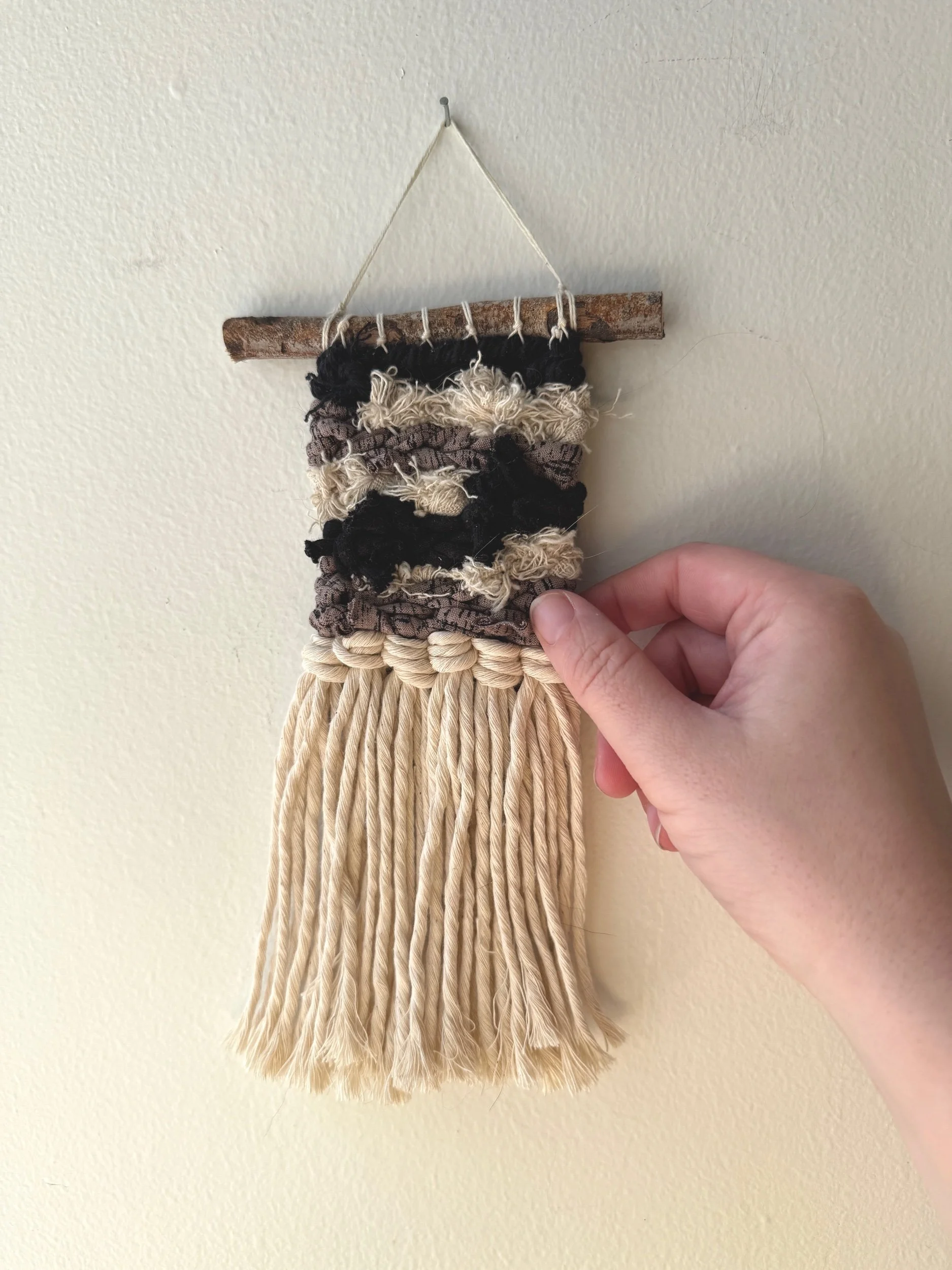 Black + Tan Mini Weaving 017, part of the 100 Day Project by Kate Laing of Lionheart Canyon Studio