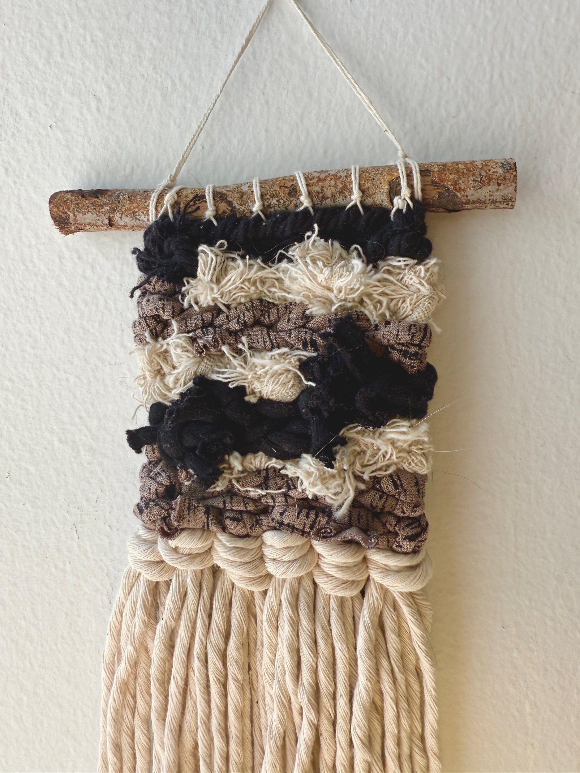 Black + Tan Mini Weaving 017, part of the 100 Day Project by Kate Laing of Lionheart Canyon Studio