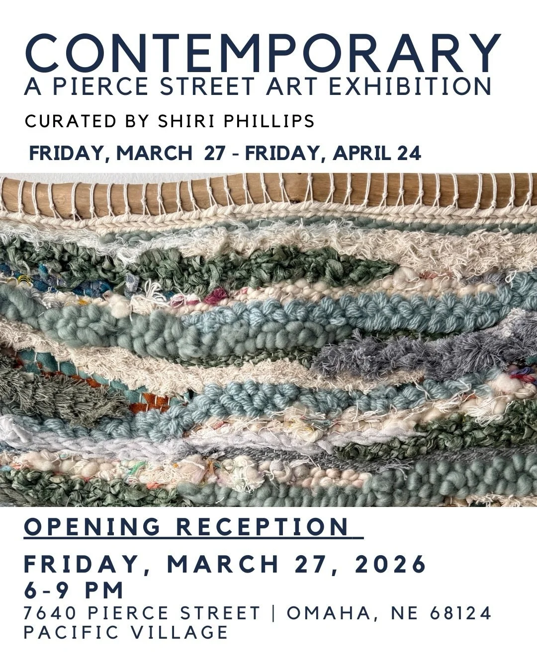 I&rsquo;m thrilled to share that these three handwoven artworks of mine will be included in CONTEMPORARY: A Pierce Street Art Exhibition, a group show featuring modern works by Midwest artists. I was a part of the first CONTEMPORARY exhibition, and i