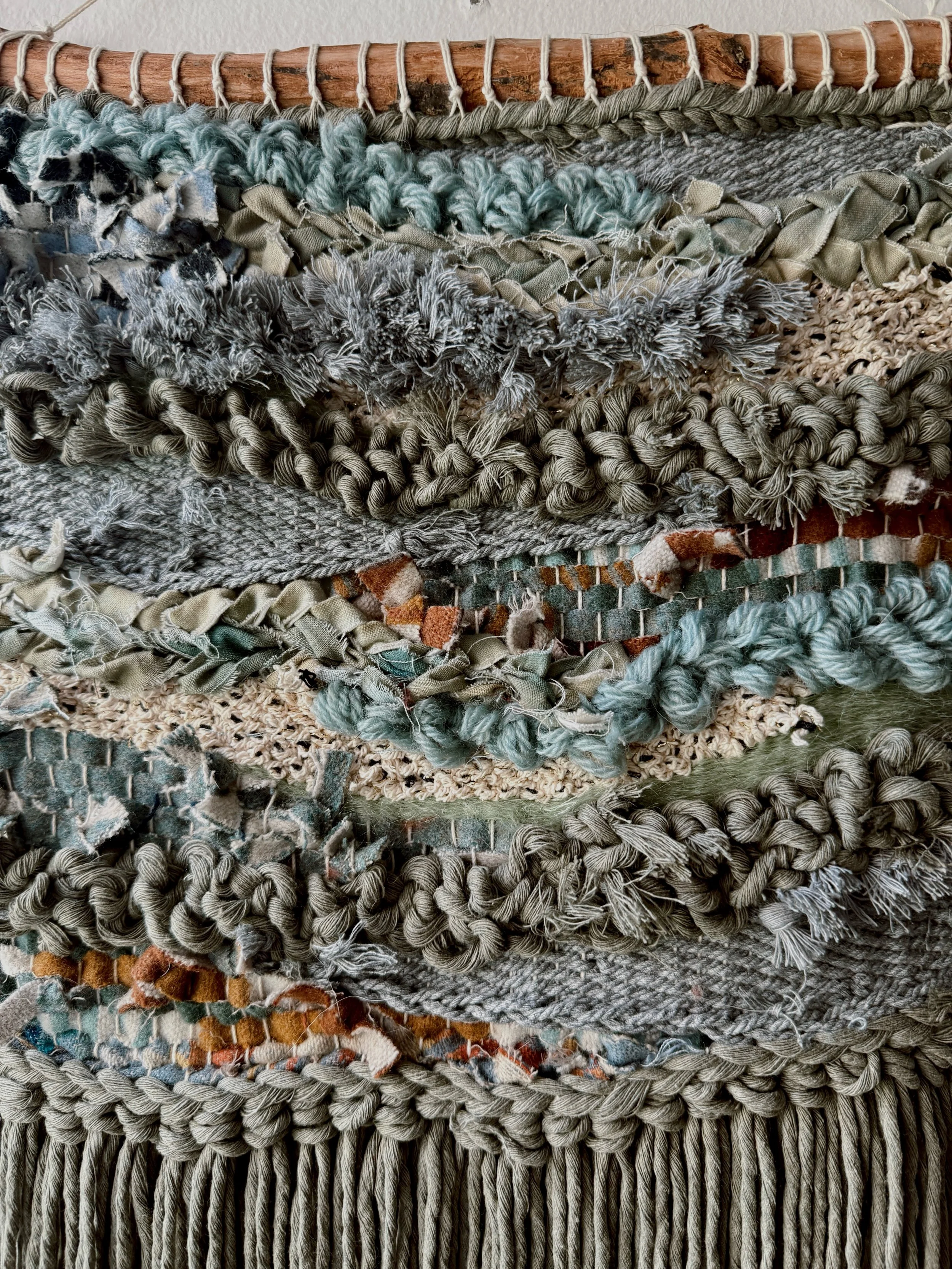 The beginning of summer has looked like weaving new works in preparation for @omahaartfair next weekend! ☀️ These four weavings (and others!!) are new handwoven works, each a textural beauty and awaiting her home! They will be available at Omaha Art 