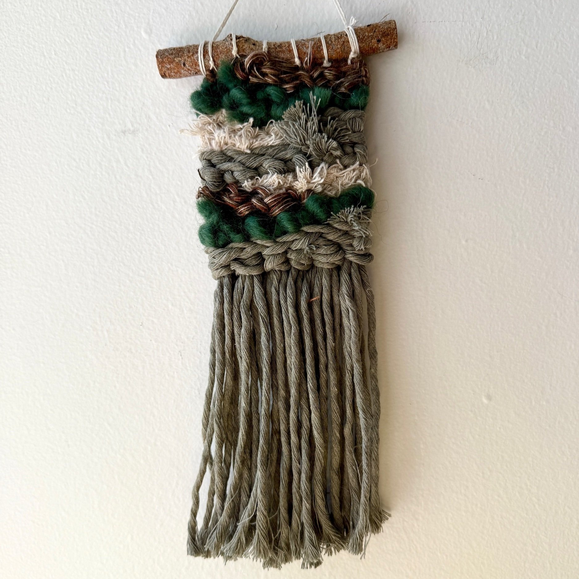 Green Mini Weaving 021, part of the 100 Day Project by Kate Laing of Lionheart Canyon Studio