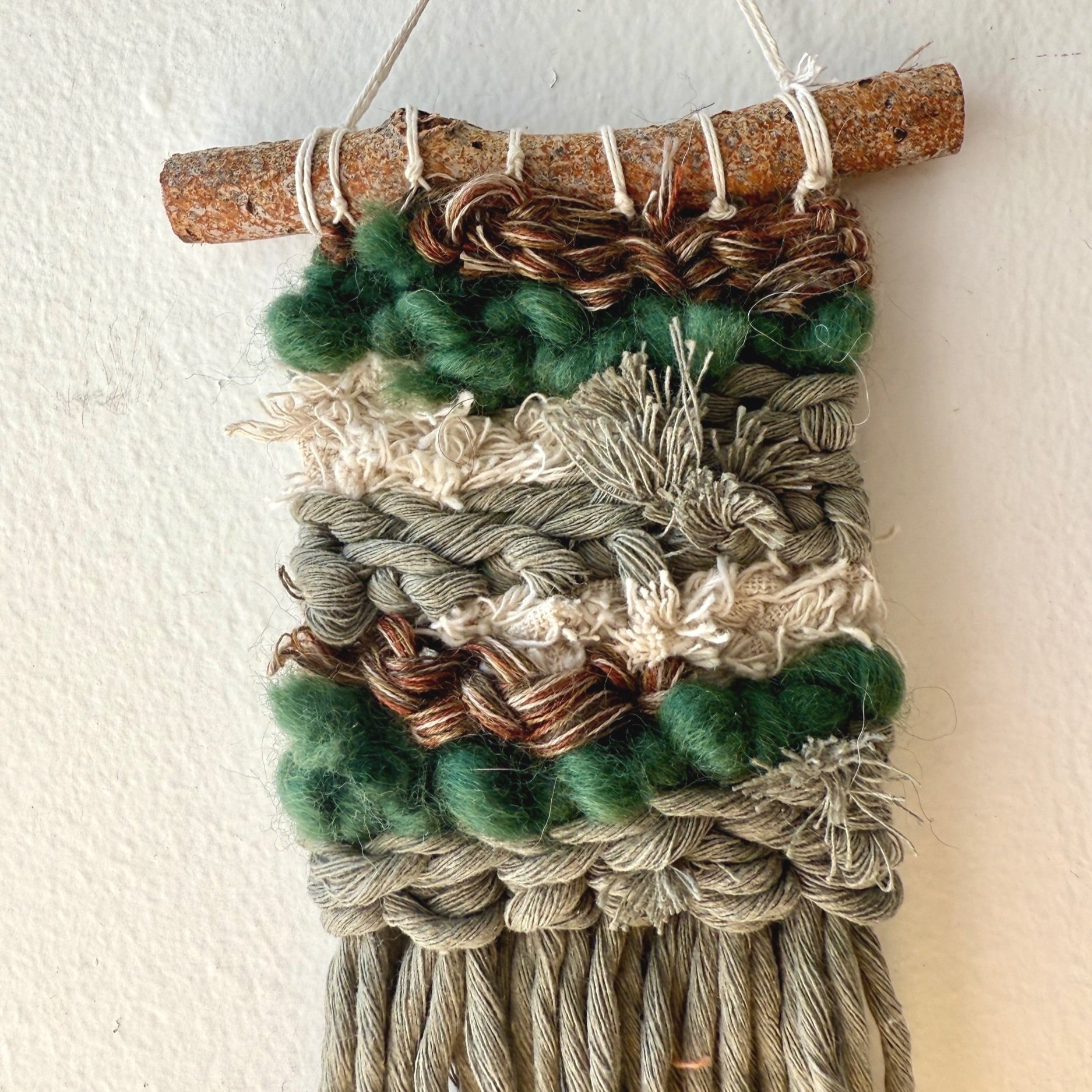Green Mini Weaving 021, part of the 100 Day Project by Kate Laing of Lionheart Canyon Studio