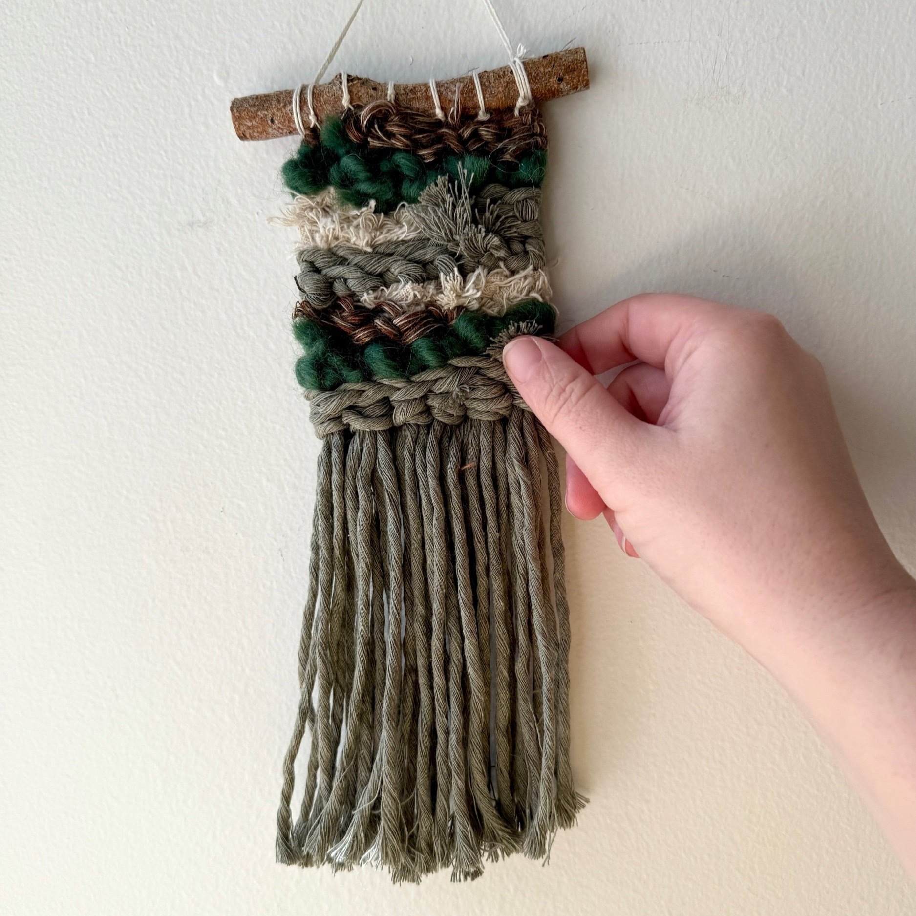 Green Mini Weaving 021, part of the 100 Day Project by Kate Laing of Lionheart Canyon Studio