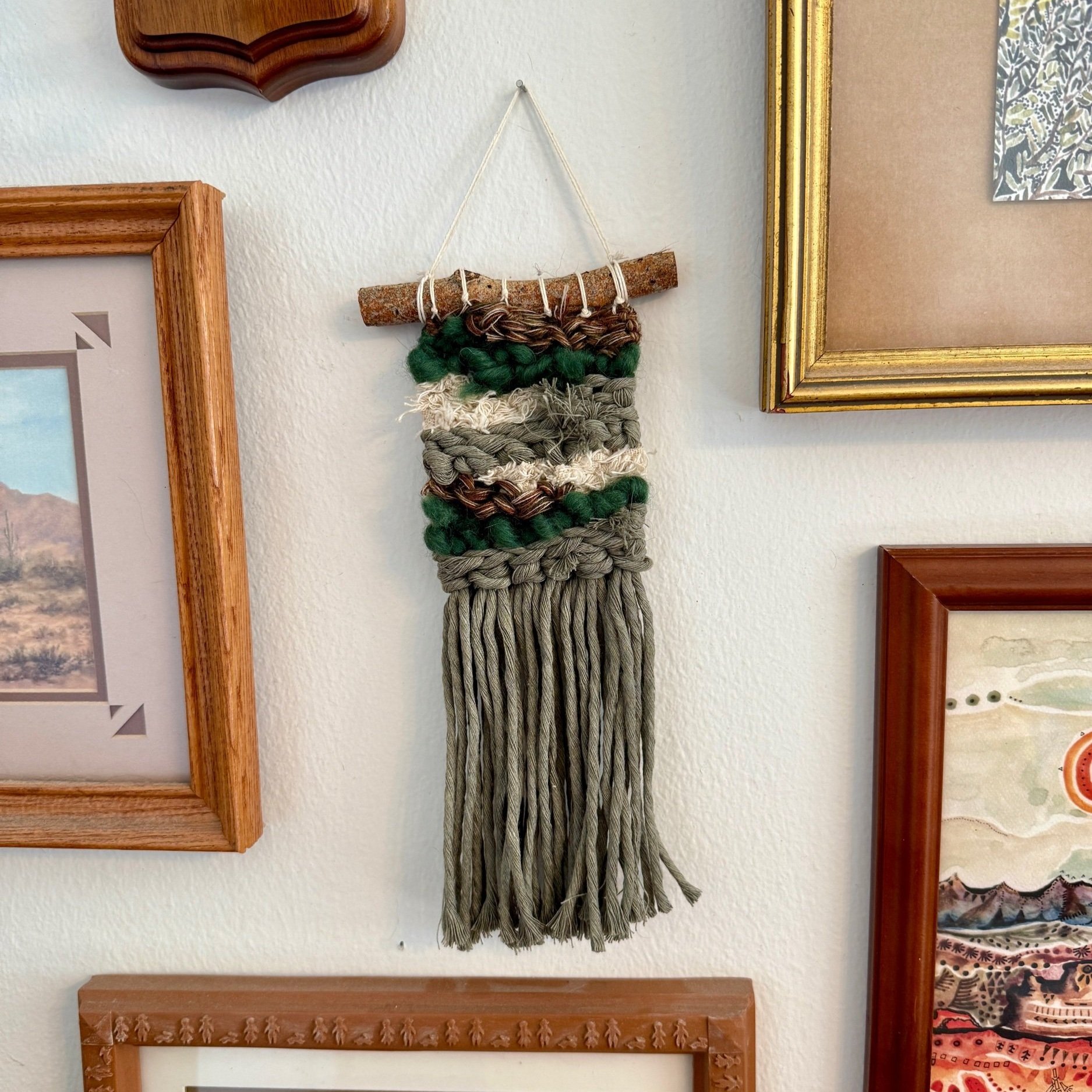 Green Mini Weaving 021, part of the 100 Day Project by Kate Laing of Lionheart Canyon Studio