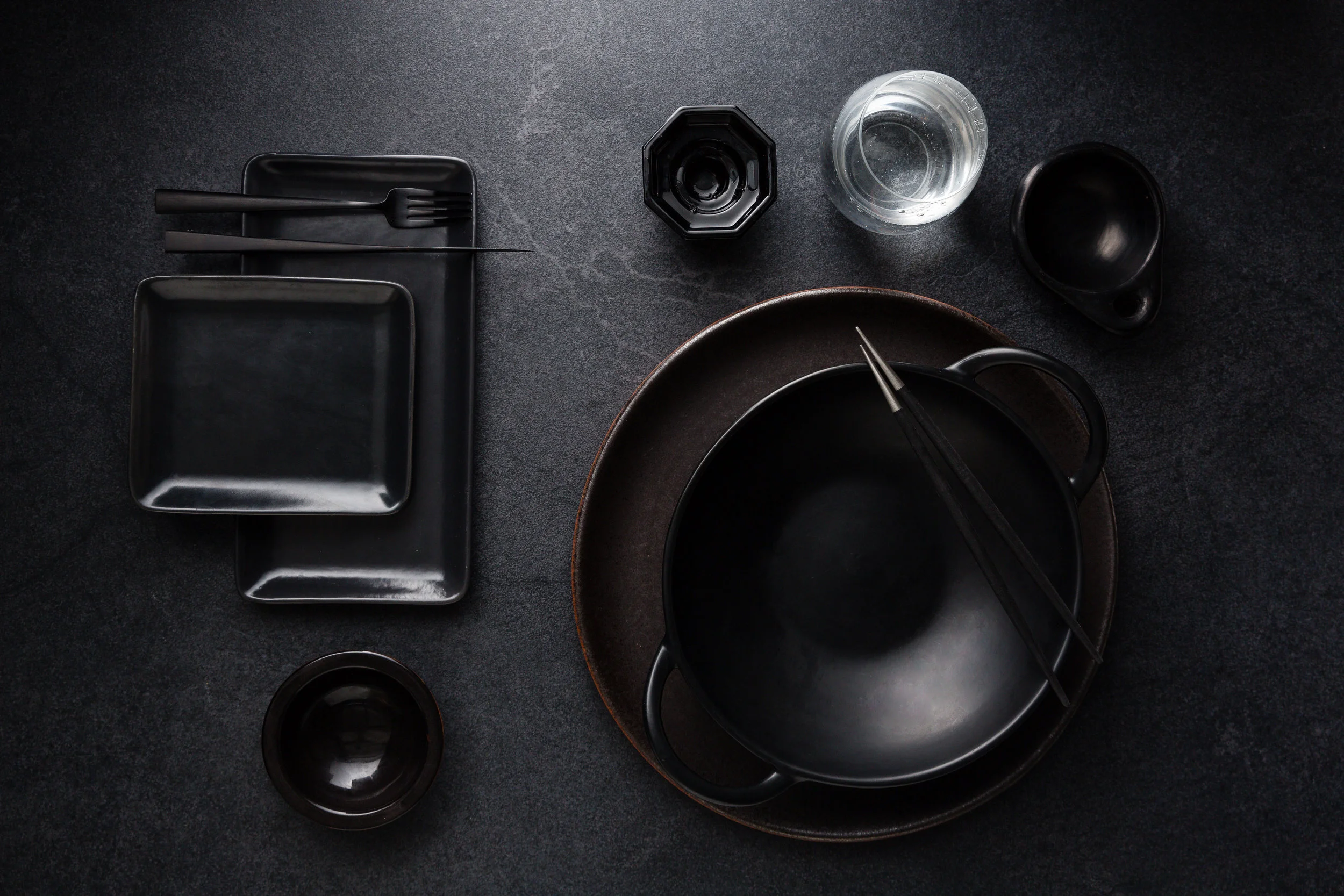 coloured plates on coloured backgrounds. still life