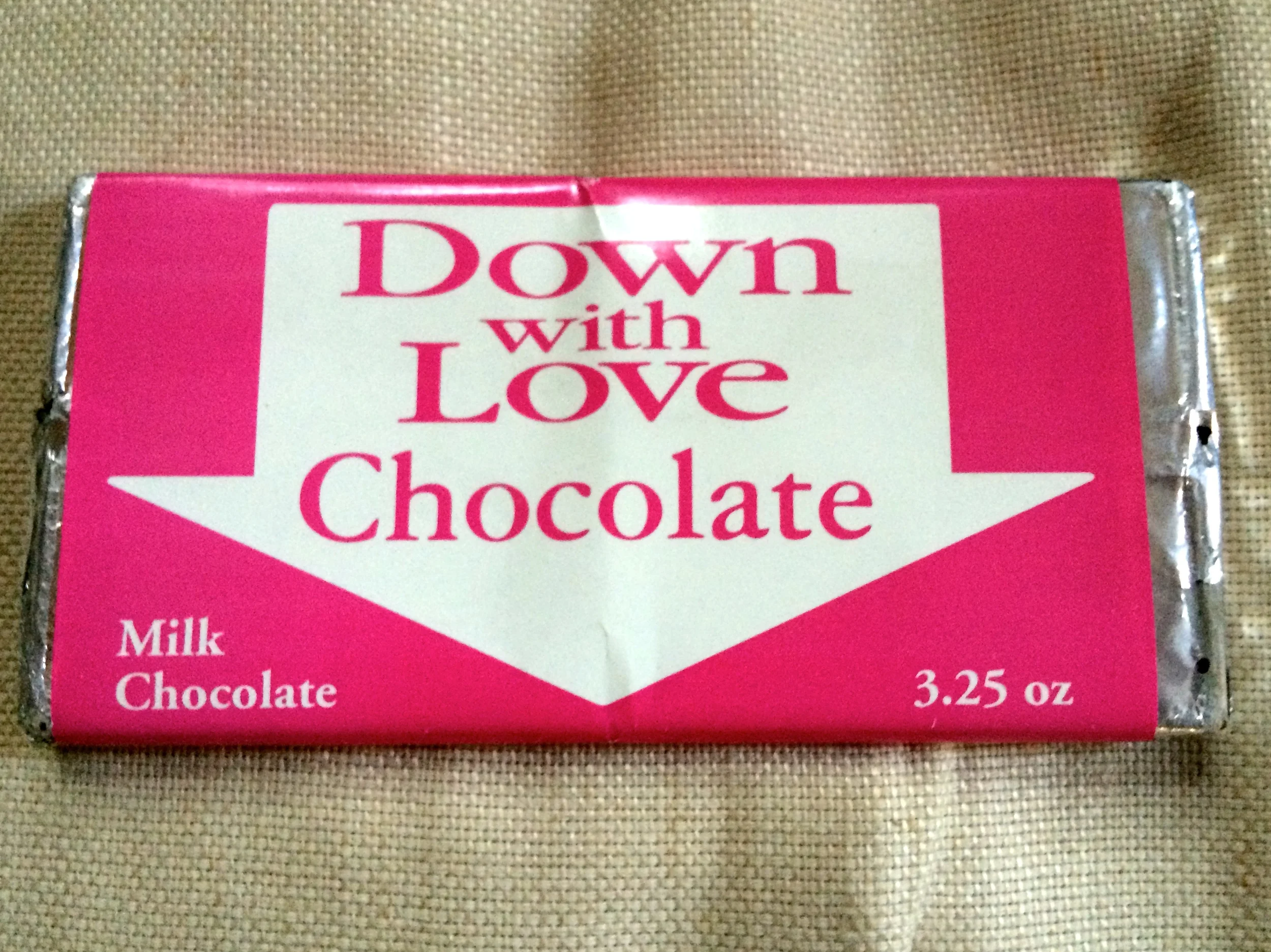 A chocolate bar prop from Down with Love