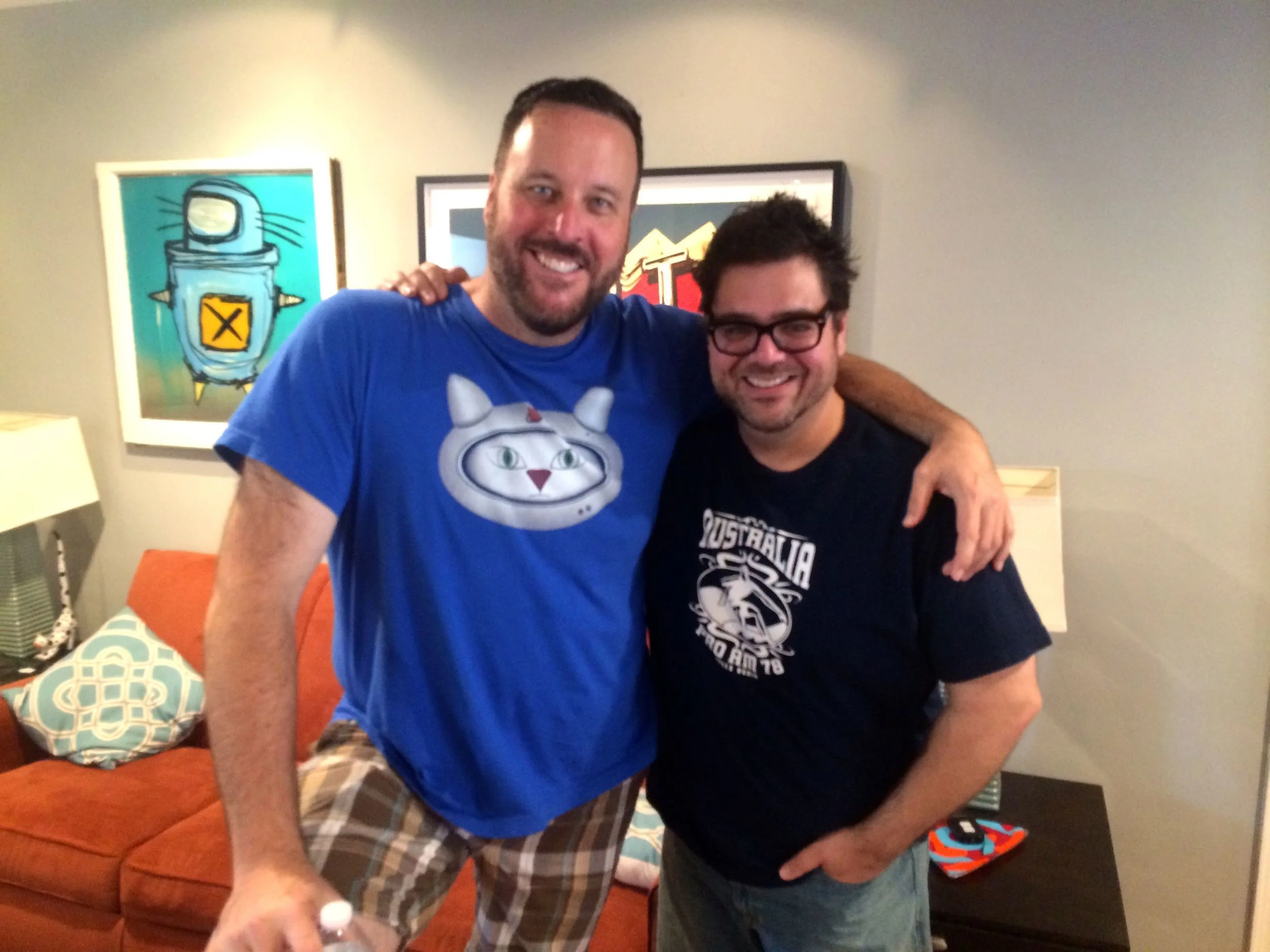 Joe and Kieran in Joe's living room in Glendale.