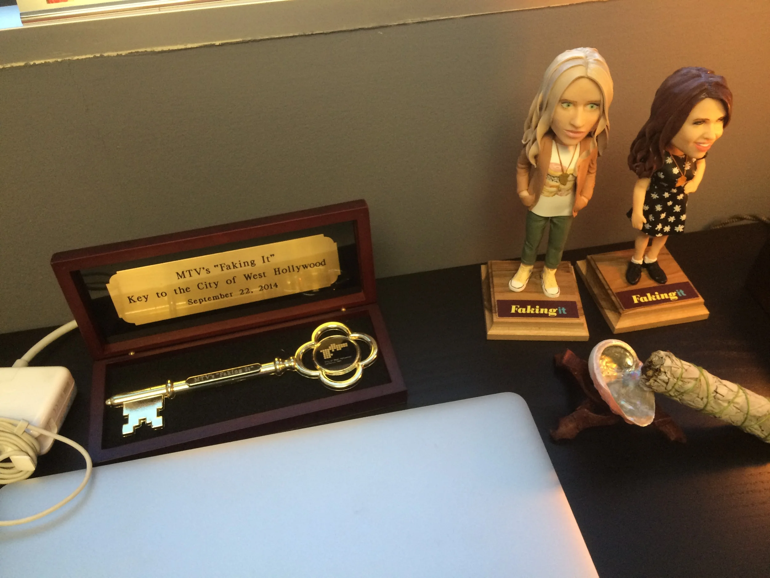 The key to Weho and some Faking It bobbleheads.