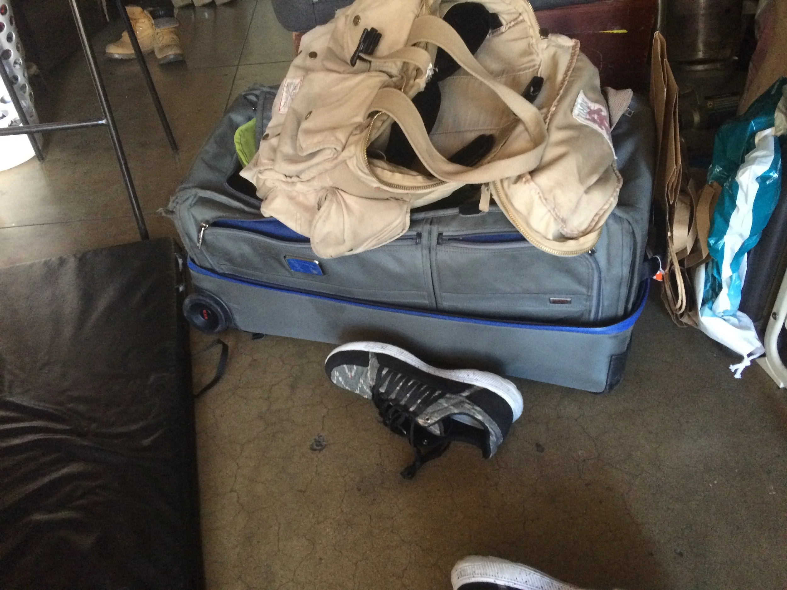 Willam's travel bag for out of town gigs