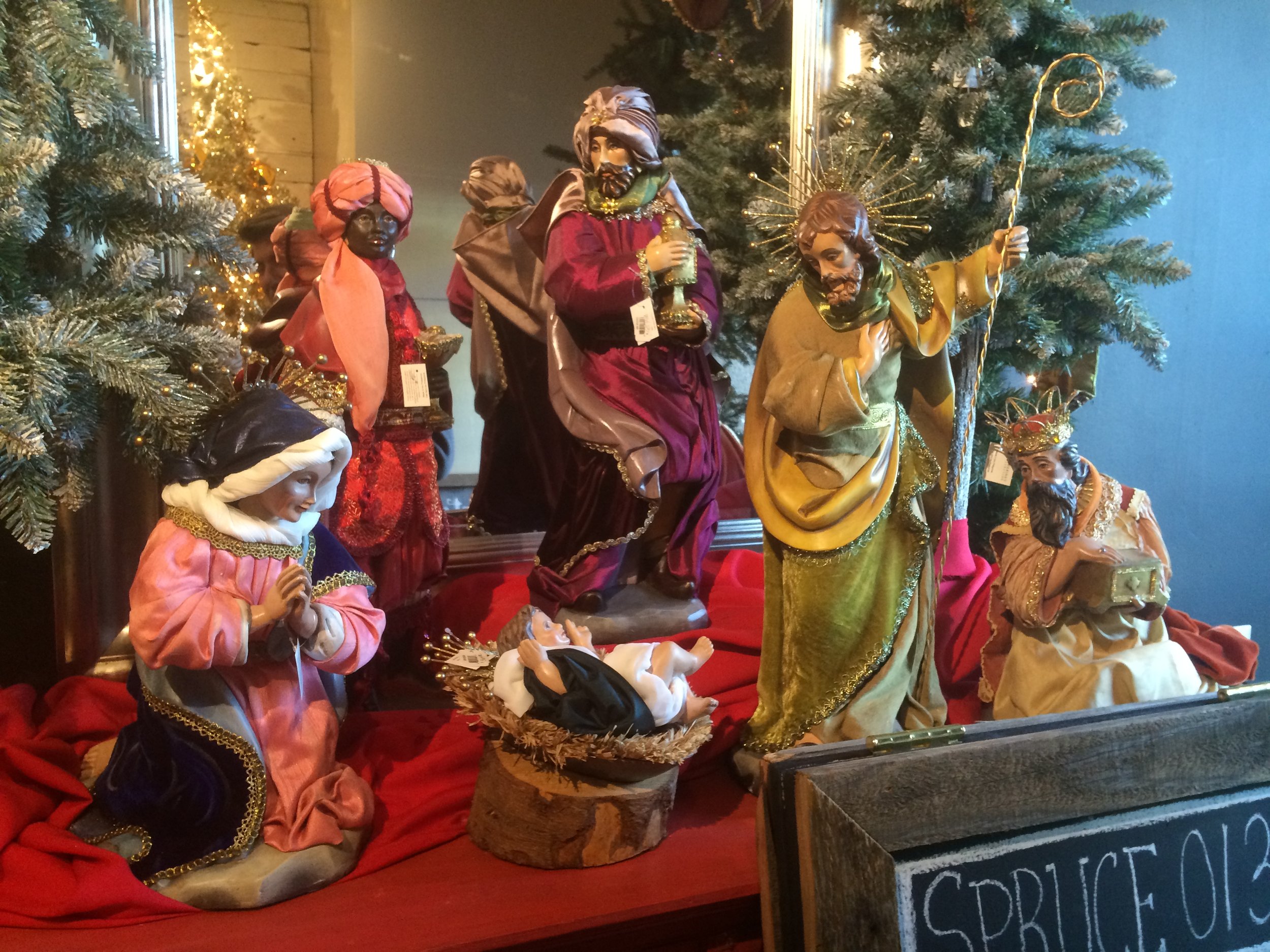 The nativity scene featuring Baby Jesus that saved his shop from fire and robbery.