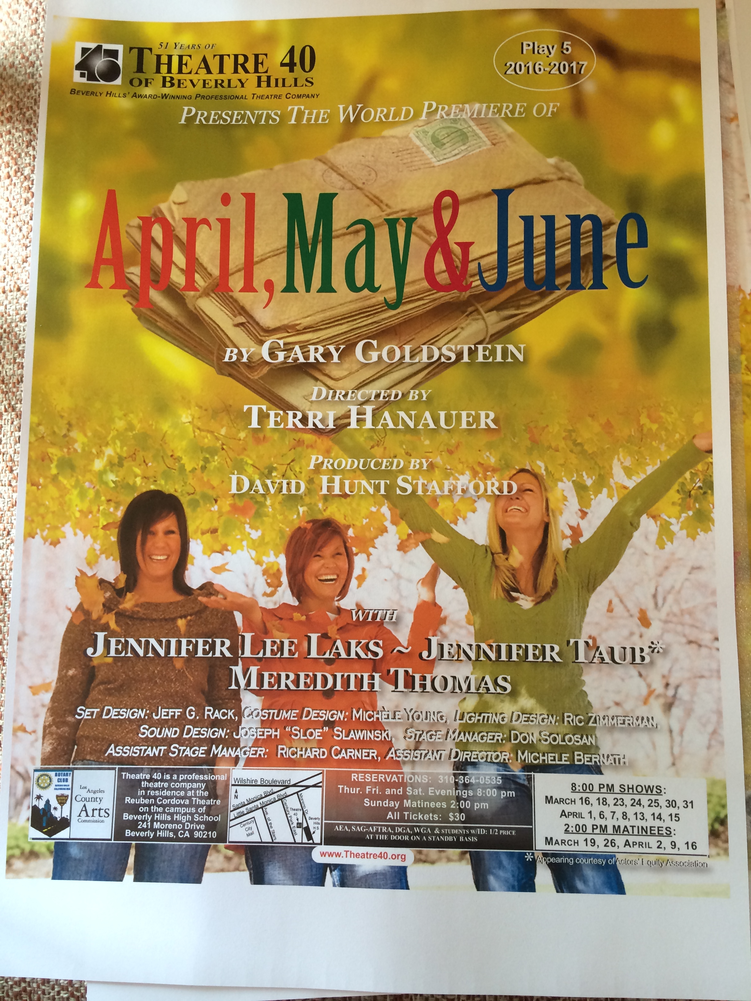 The poster art for Gary's play "April, May and June"