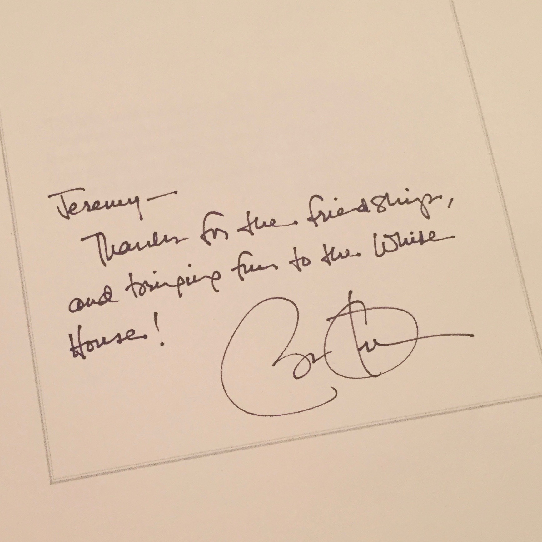 An inscription from President Obama in a gift book. Love that handwriting.