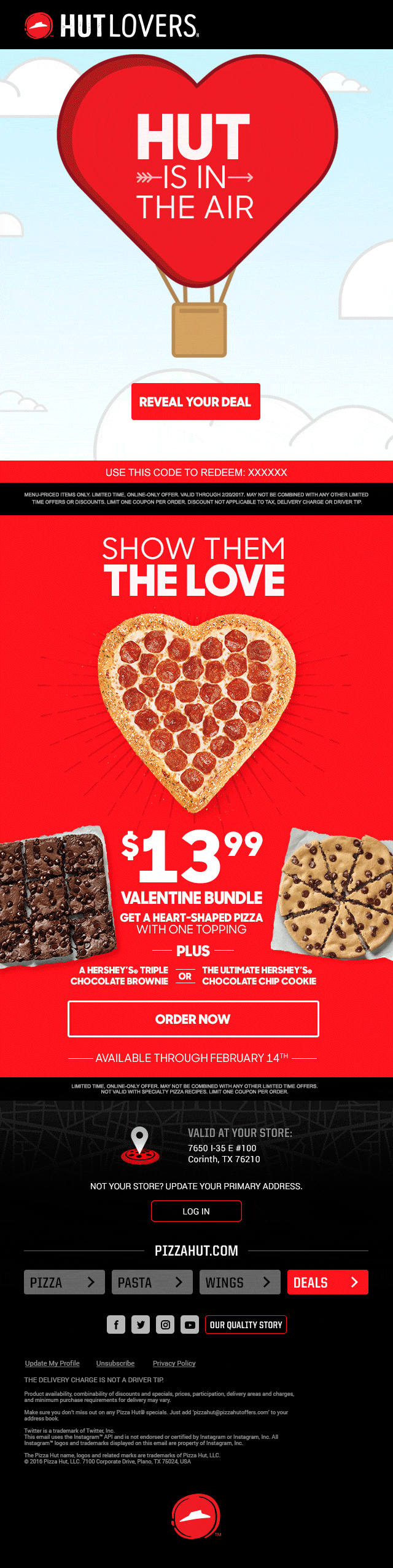 Pizza Hut Email For Valentine's Day