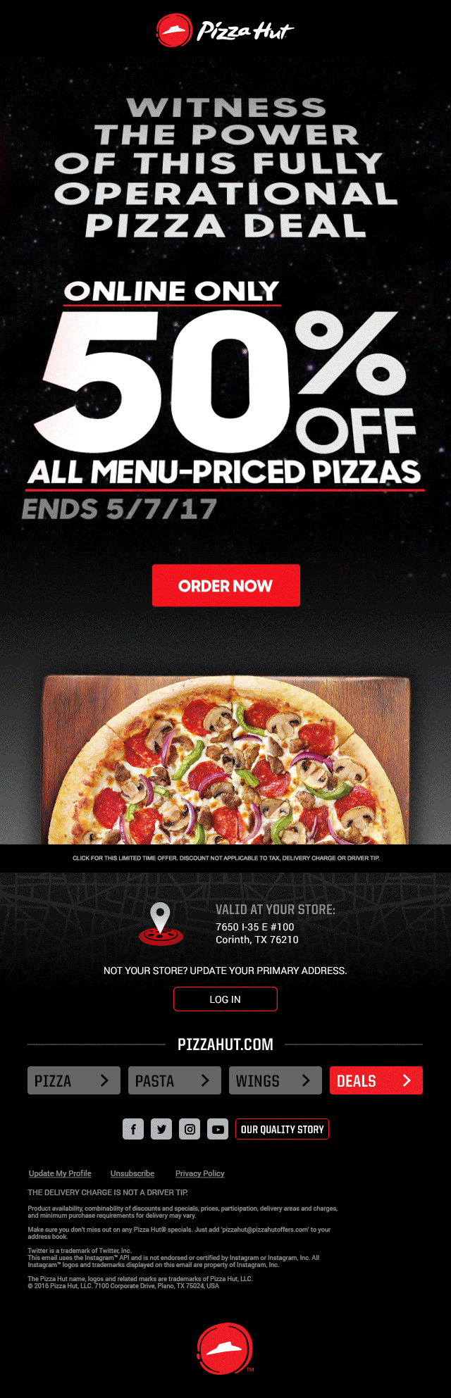 Pizza Hut Email For Star Wars Day